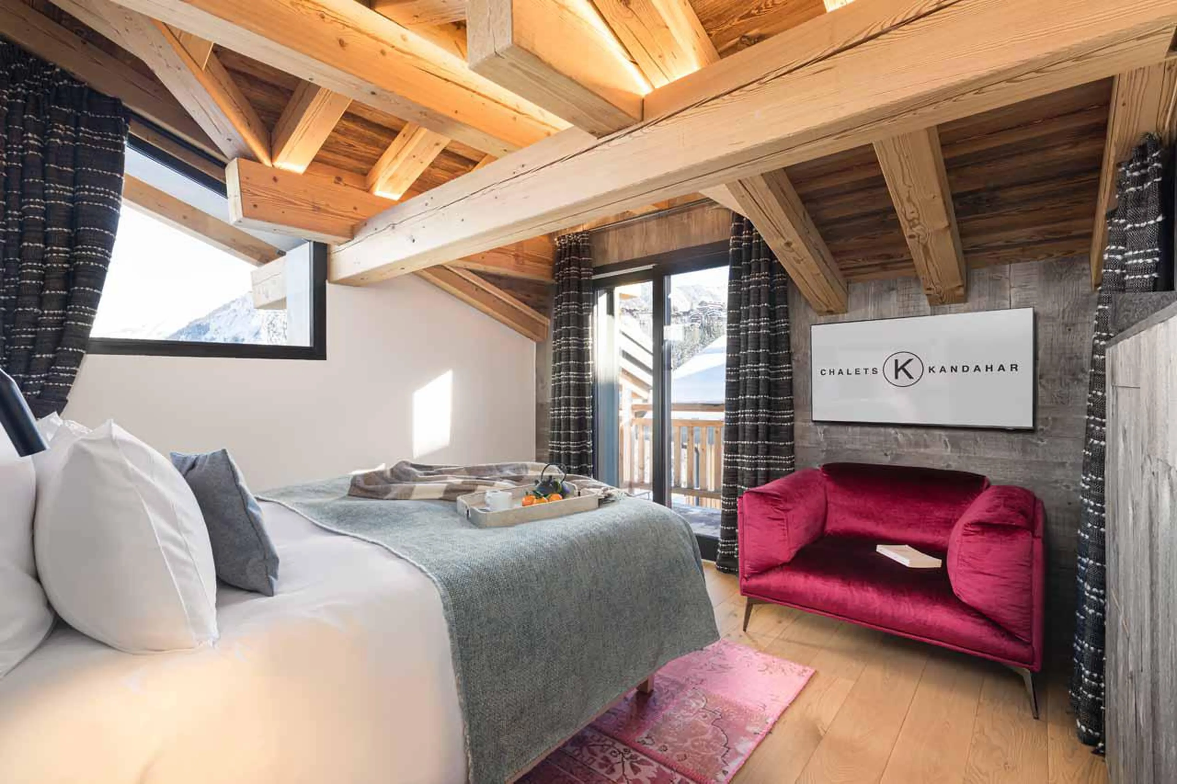 Bedroom one at Chalet Kandahar in Courchevel 1550