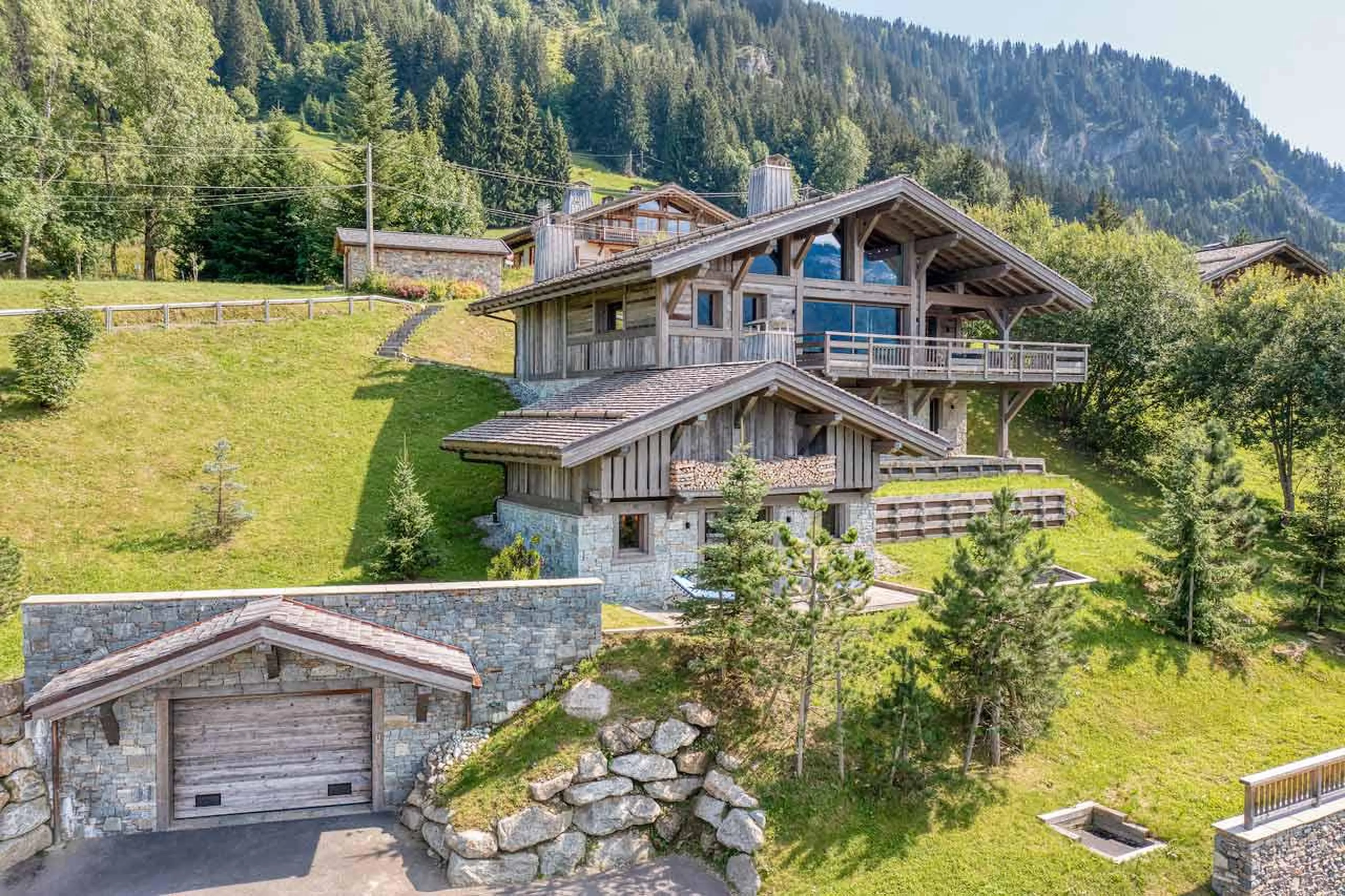 Chalet exterior with garage at Chalet Kantaa in Megeve