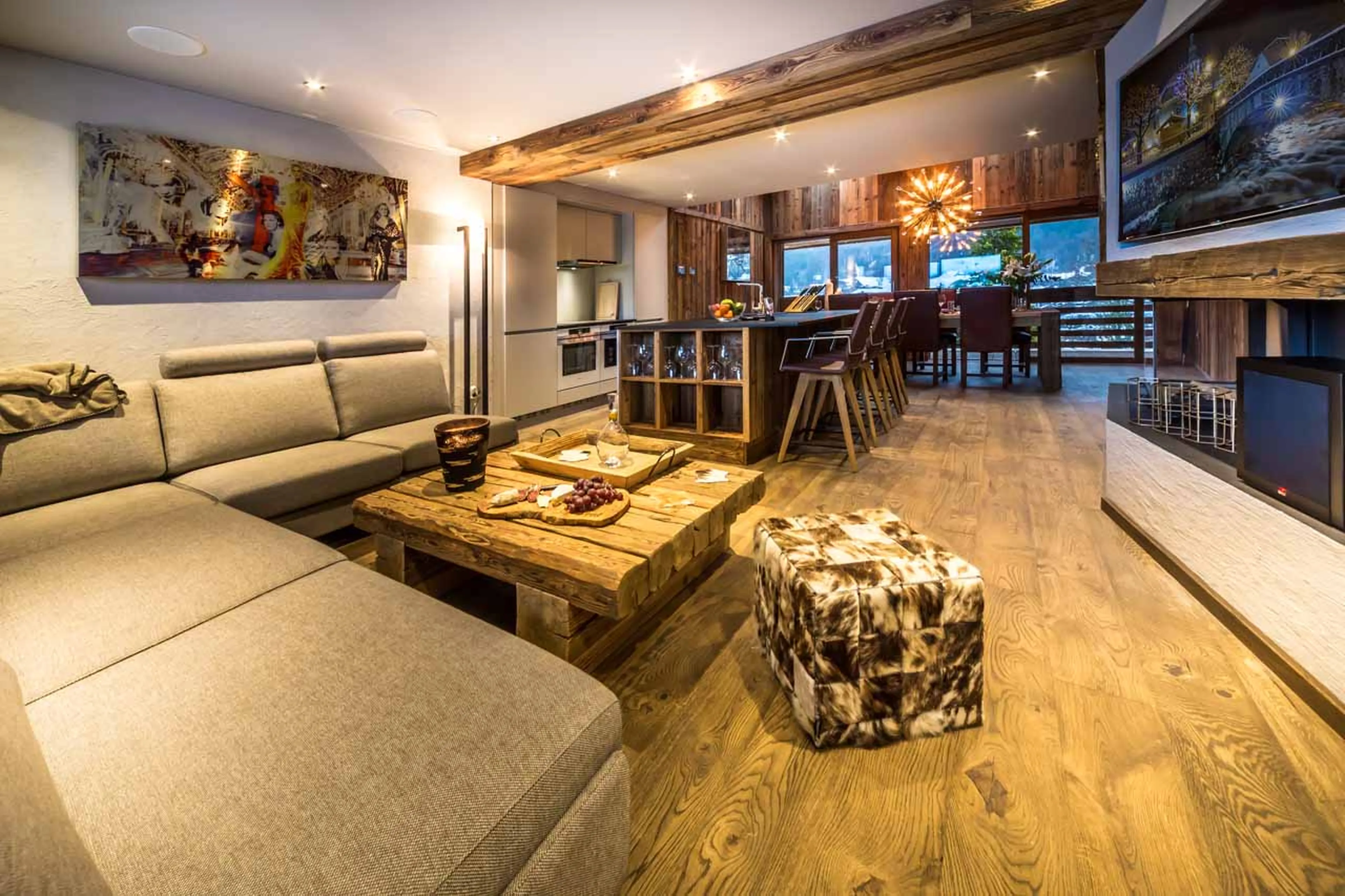 Living area at Chalet Kapa in Morzine