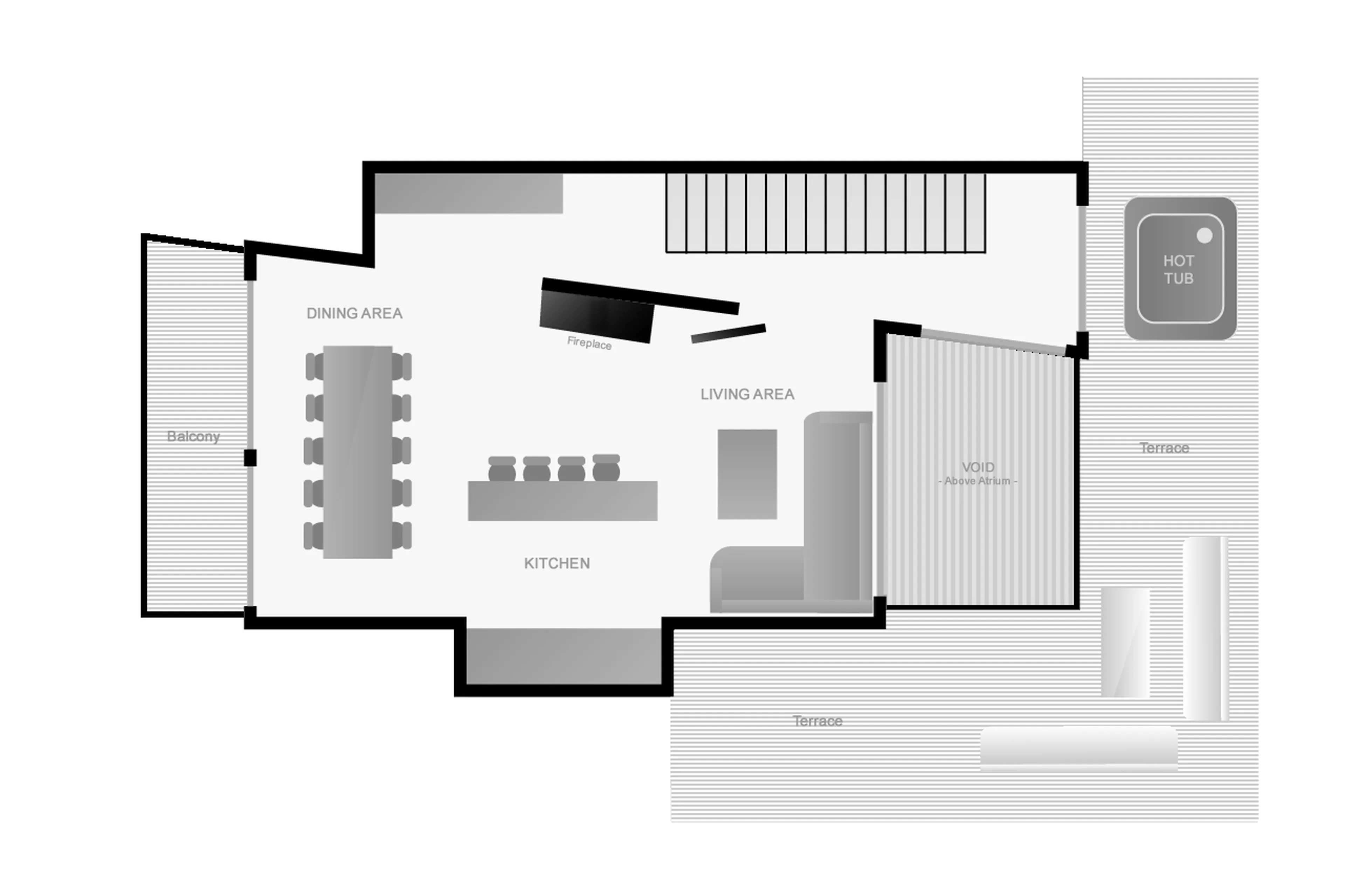 Level 2 floor plan of Chalet Kapa in Morzine