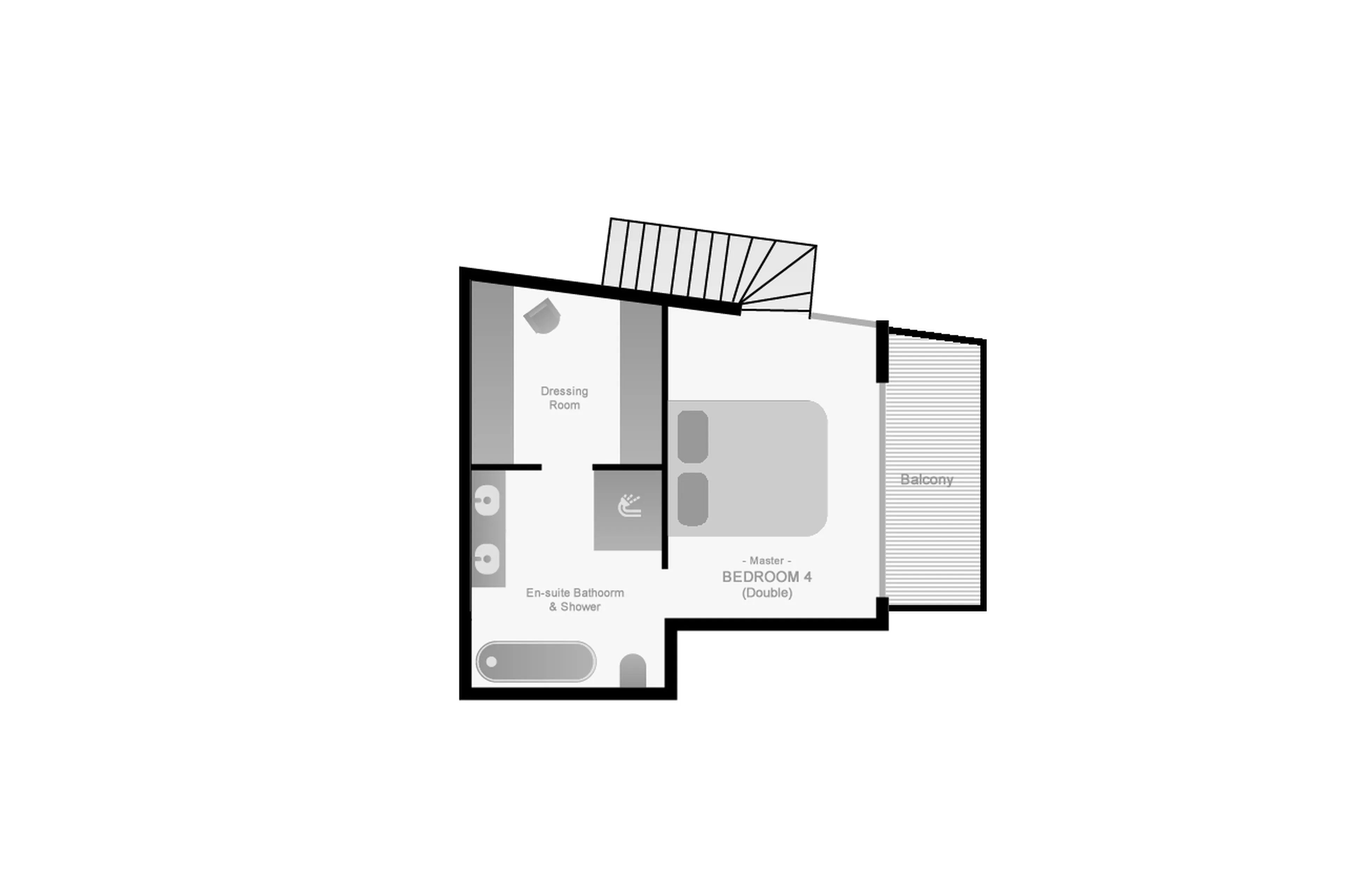 Top level floor plan of Chalet Kapa in Morzine