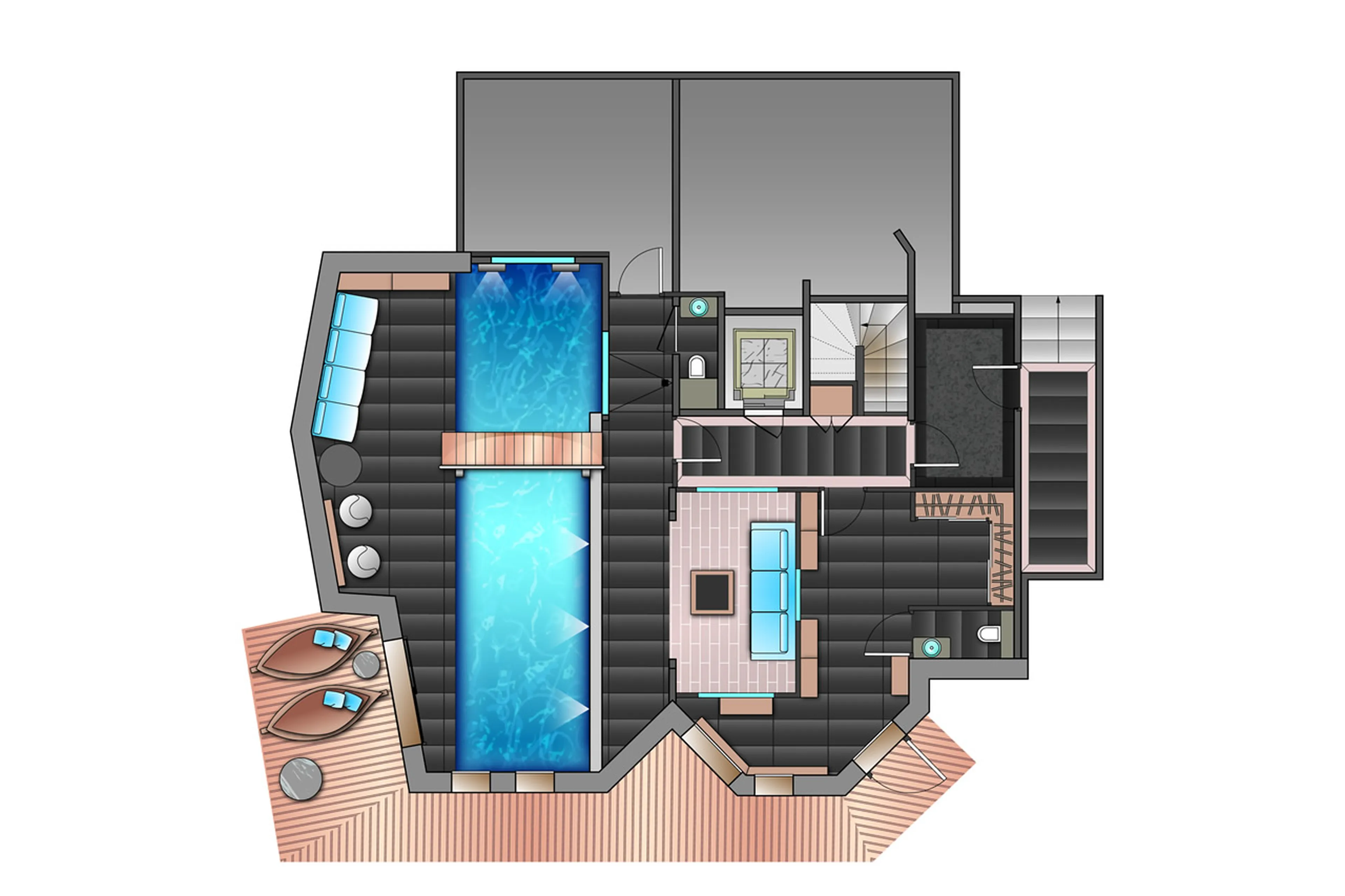 Level 0 floor plan of Chalet Karakoram in Courchevel 1850