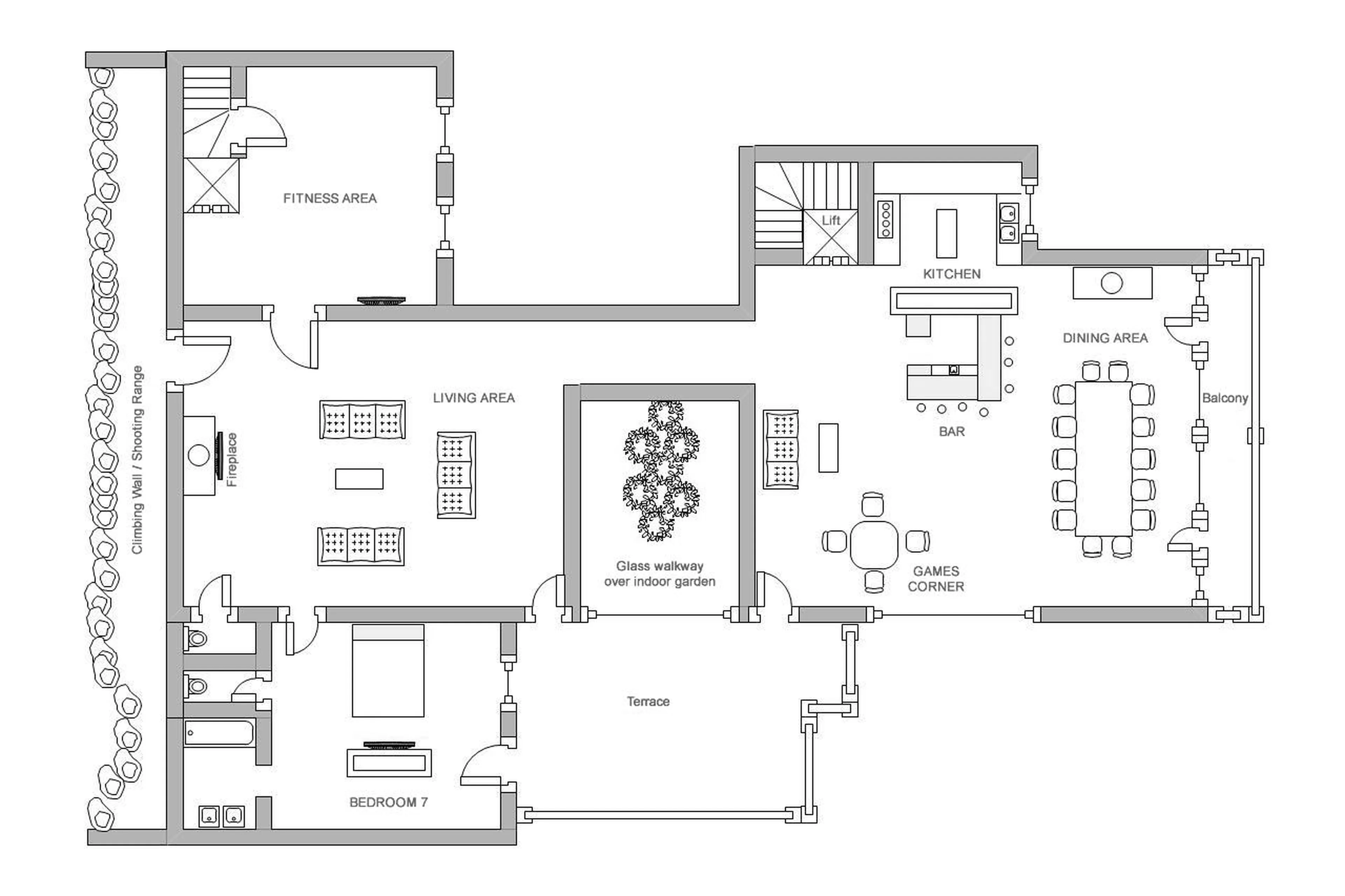 Level 1 floor plan of Chalet Husky in Val d'Isere