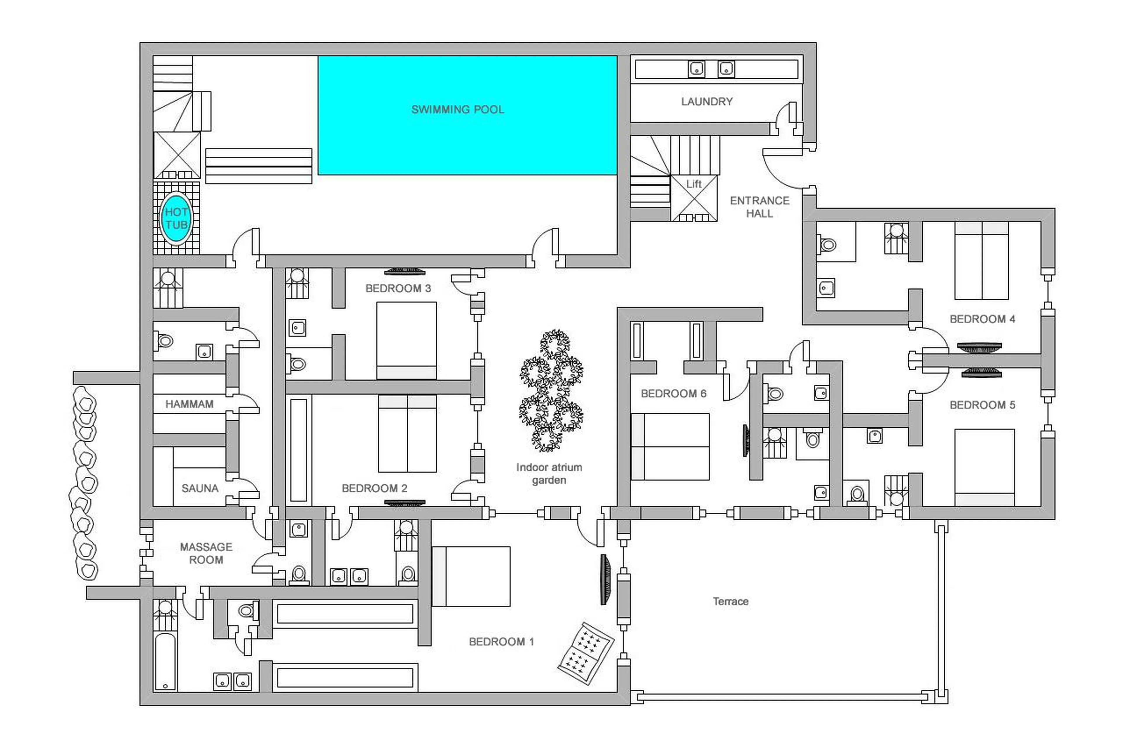 Level 0 floor plan of Chalet Husky in Val d'Isere