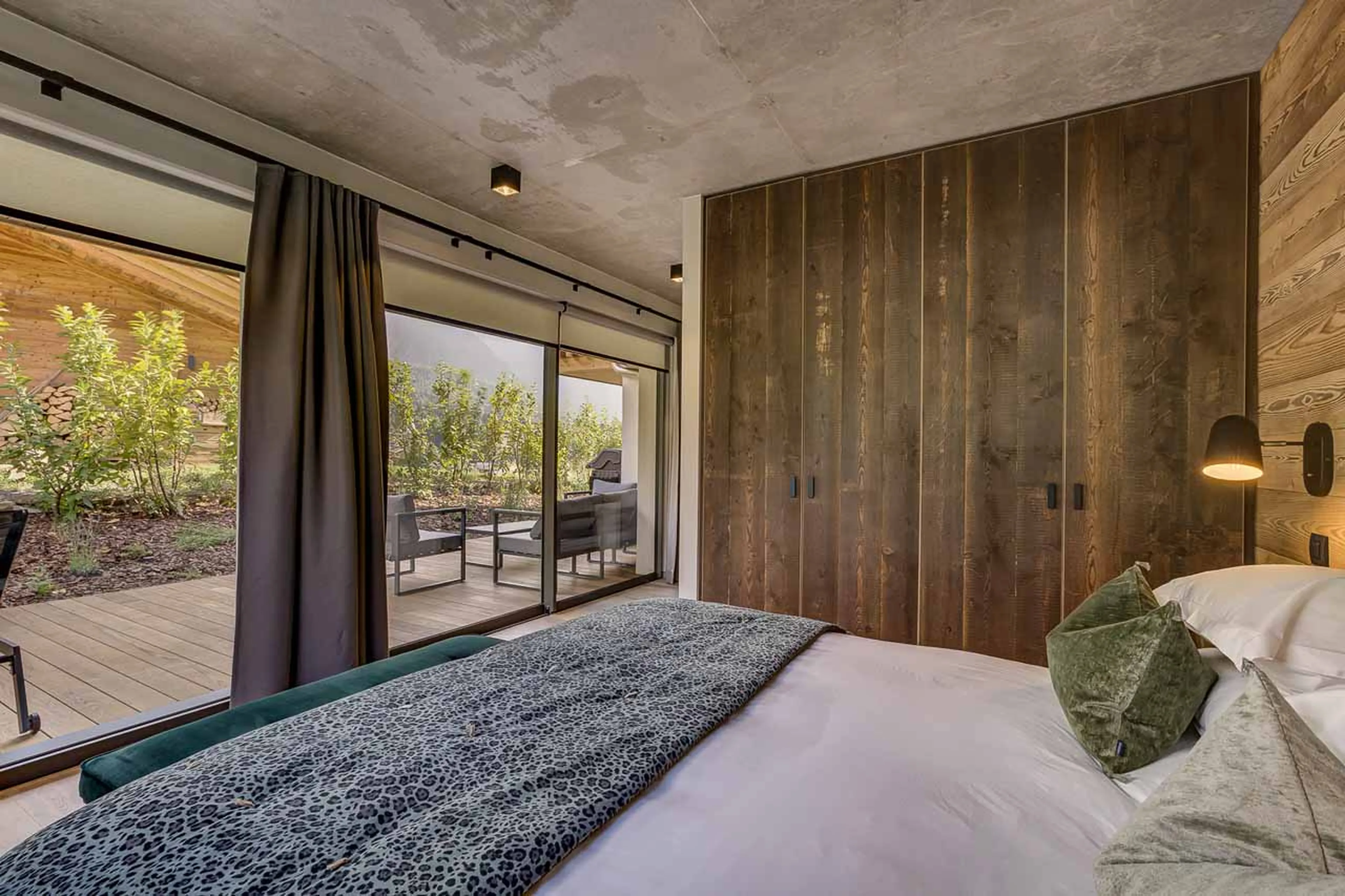 Access to terrace from master suite at Chalet Kea in Chamonix