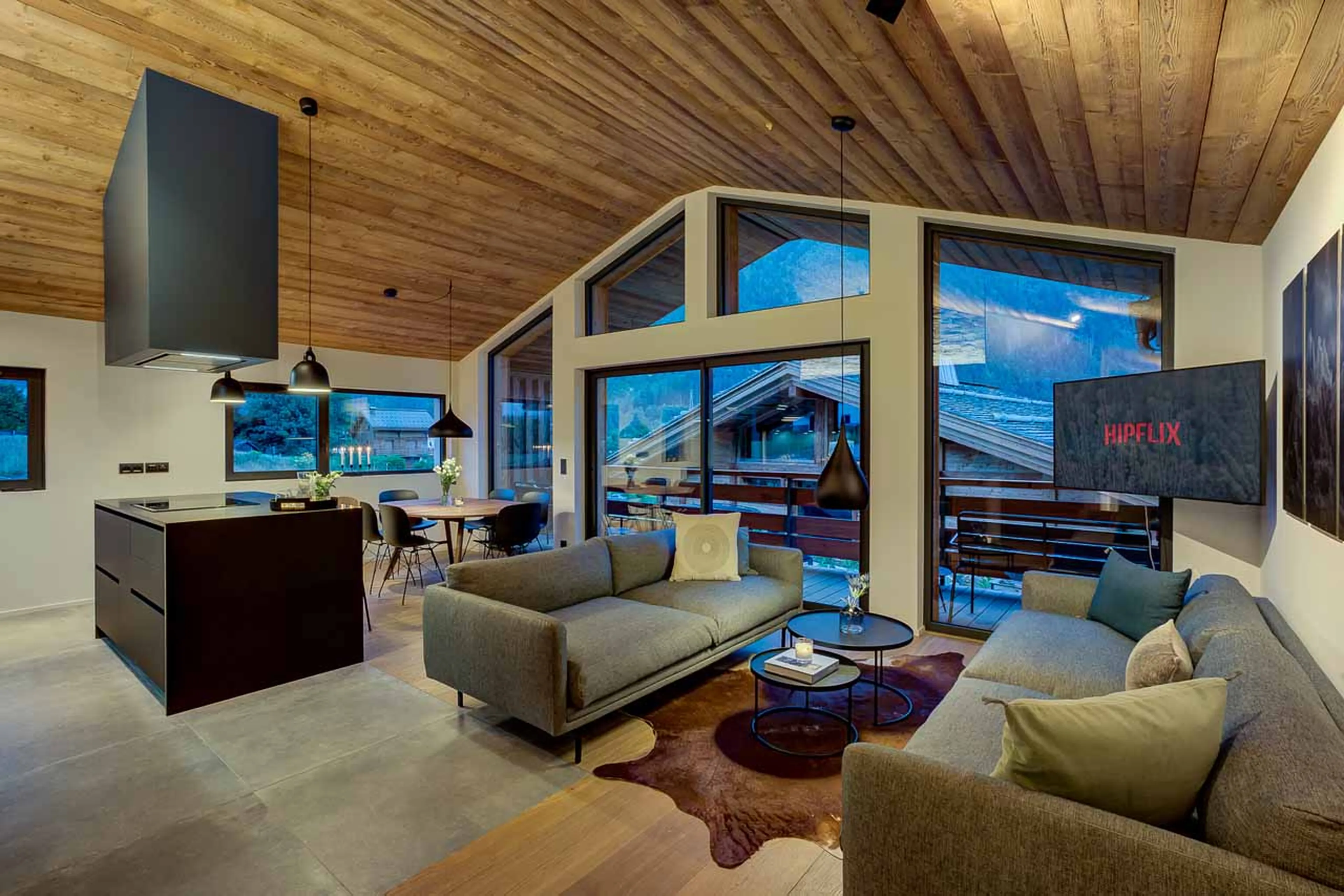 Living area at Chalet Kea in Chamonix