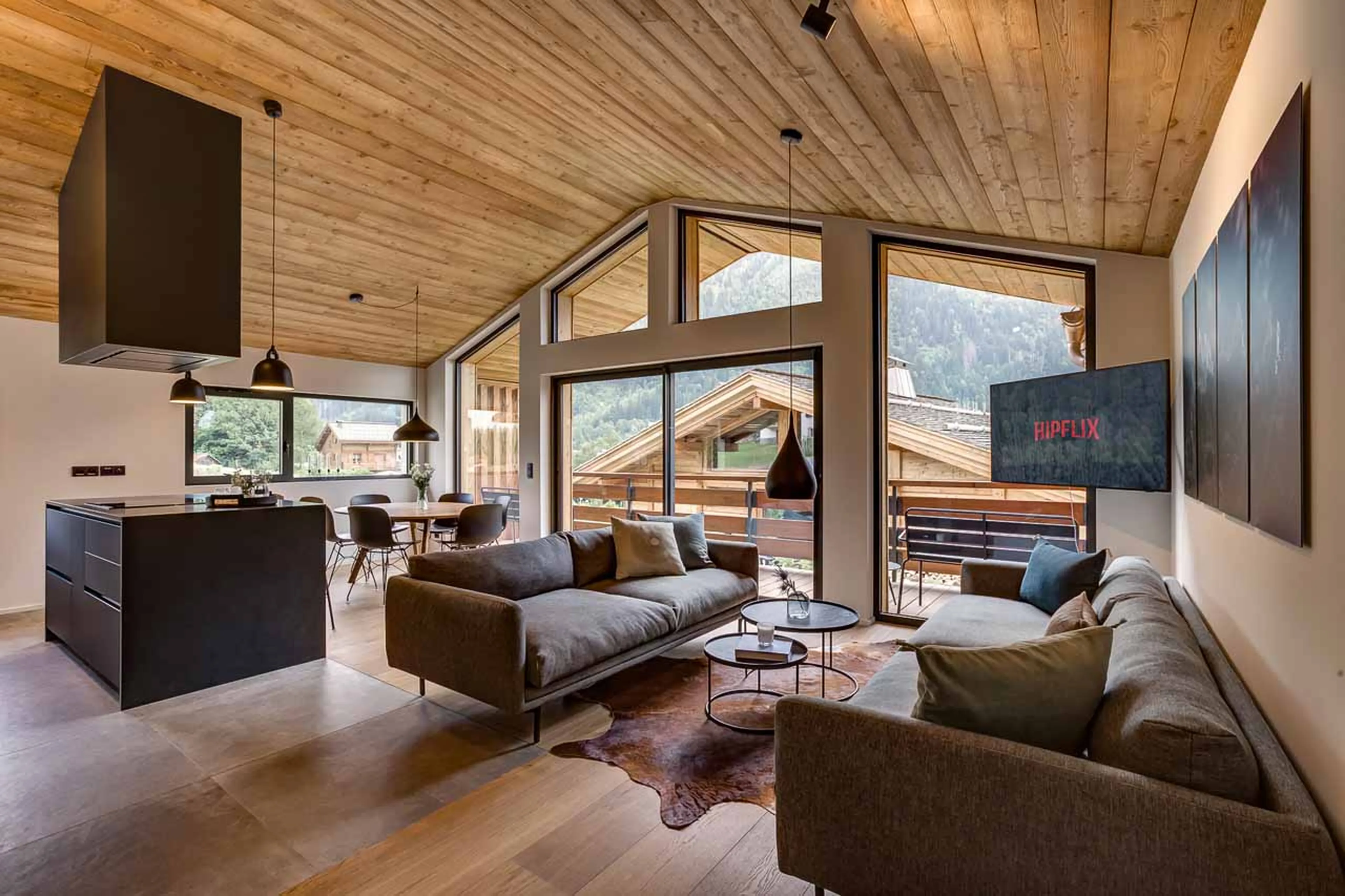 Living area of Chalet Kea in Chamonix in summer