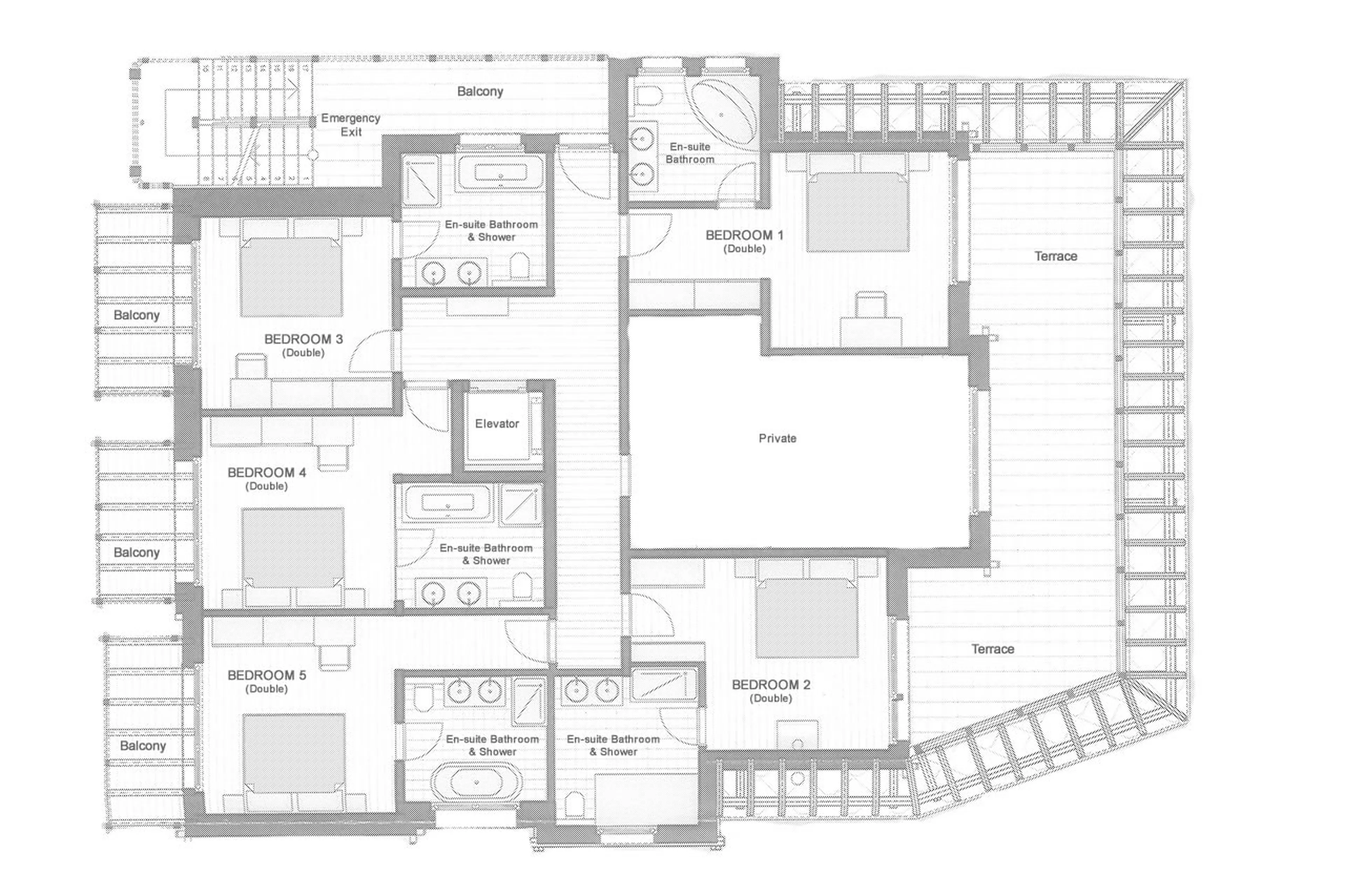 Level 1 floor plan of Chalet Kemaura in Zermatt