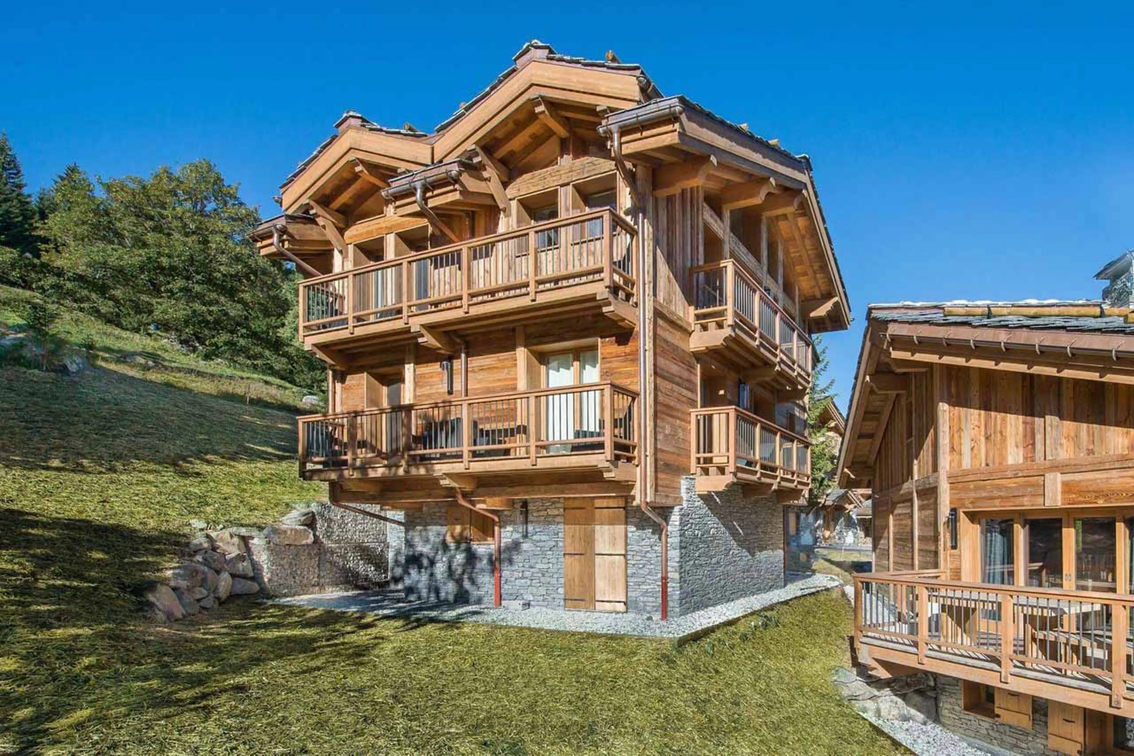 Exterior of Chalet Kibo in Courchevel 1550 in summer