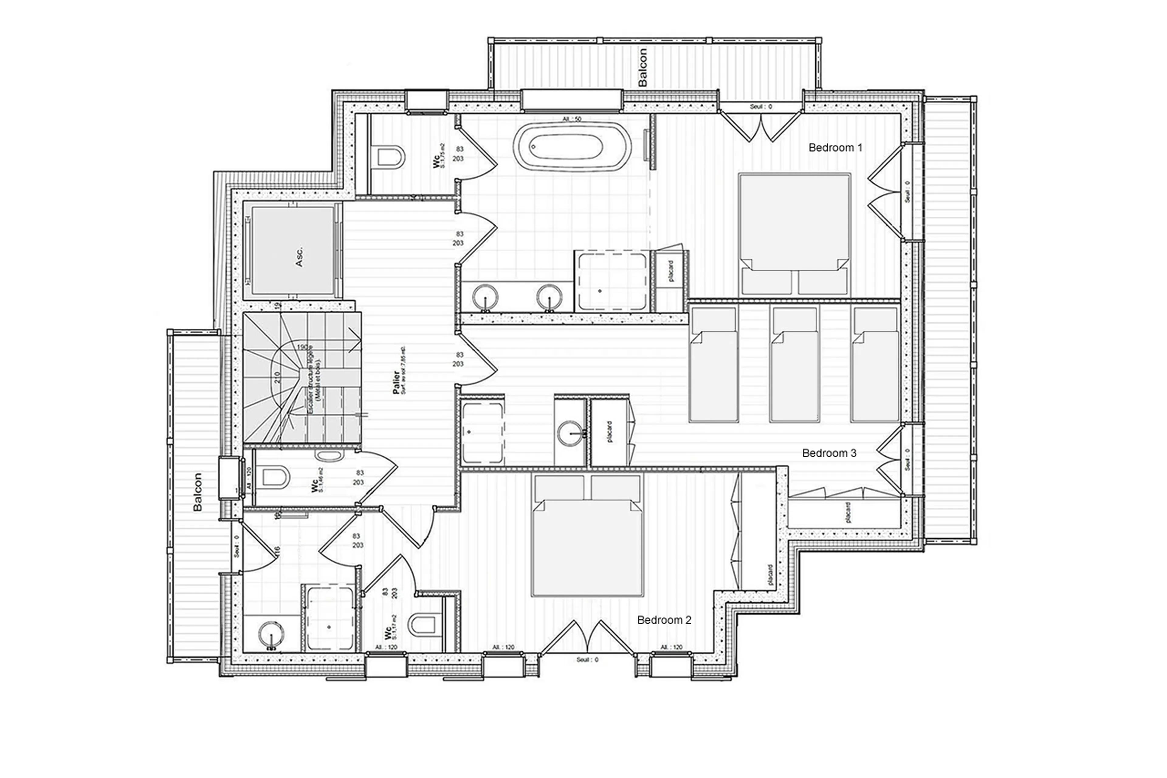 Level 1 floor plan of Chalet Kibo in Courchevel 1550