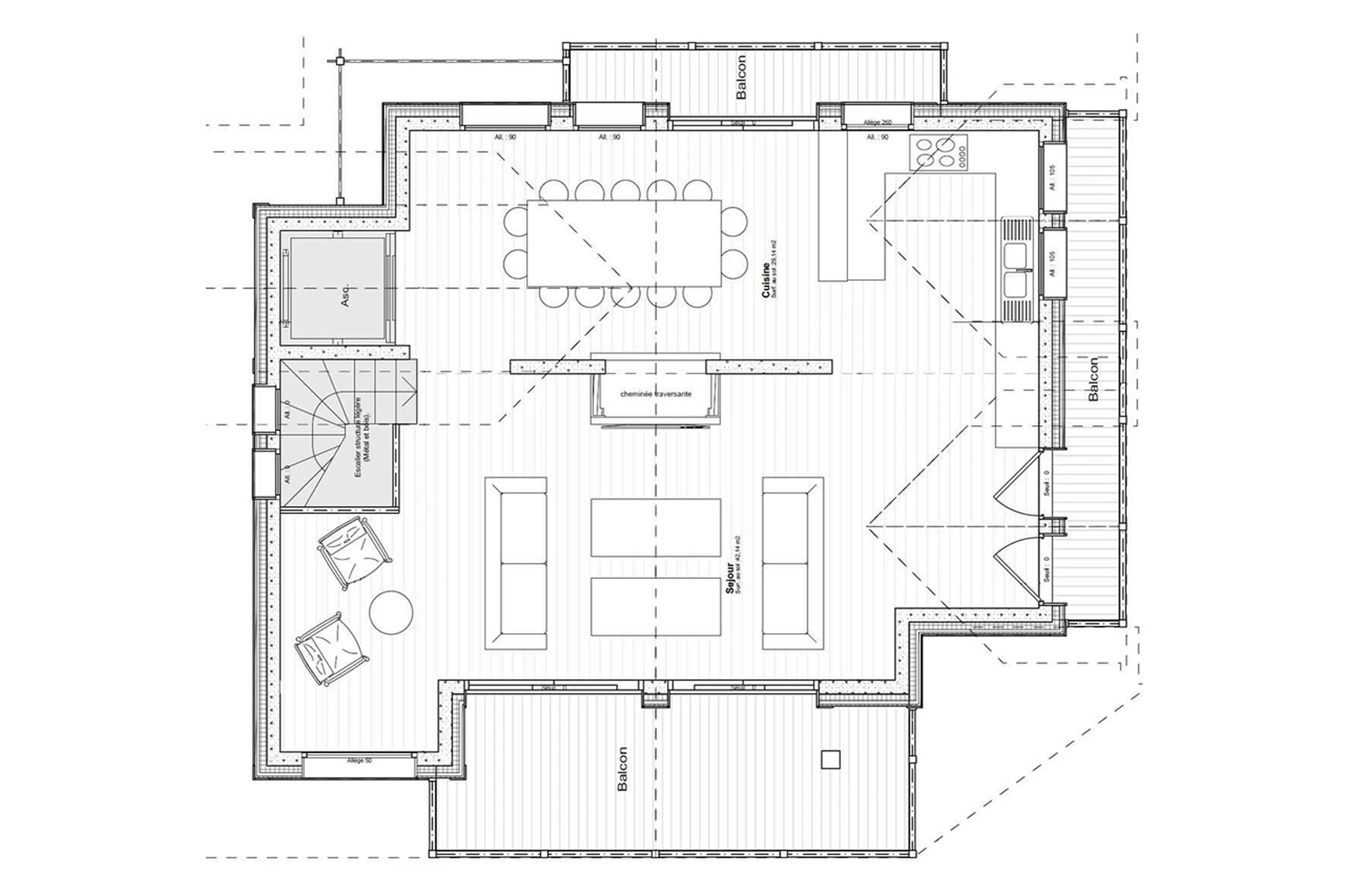 Level 2 floor plan of Chalet Kibo in Courchevel 1550