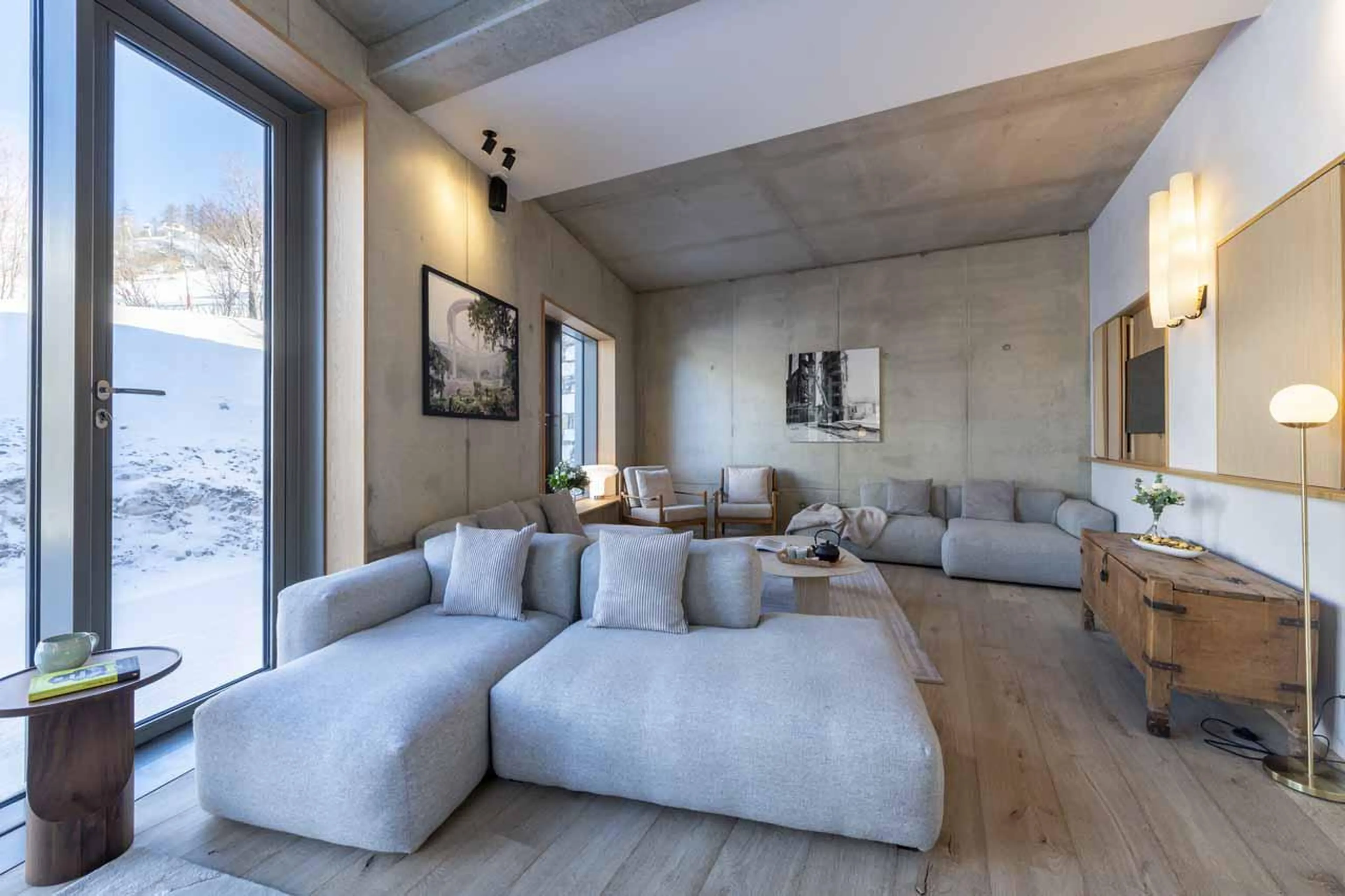 Sleek and comfortable sofas at Chalet Kitsune in Val d'Isere