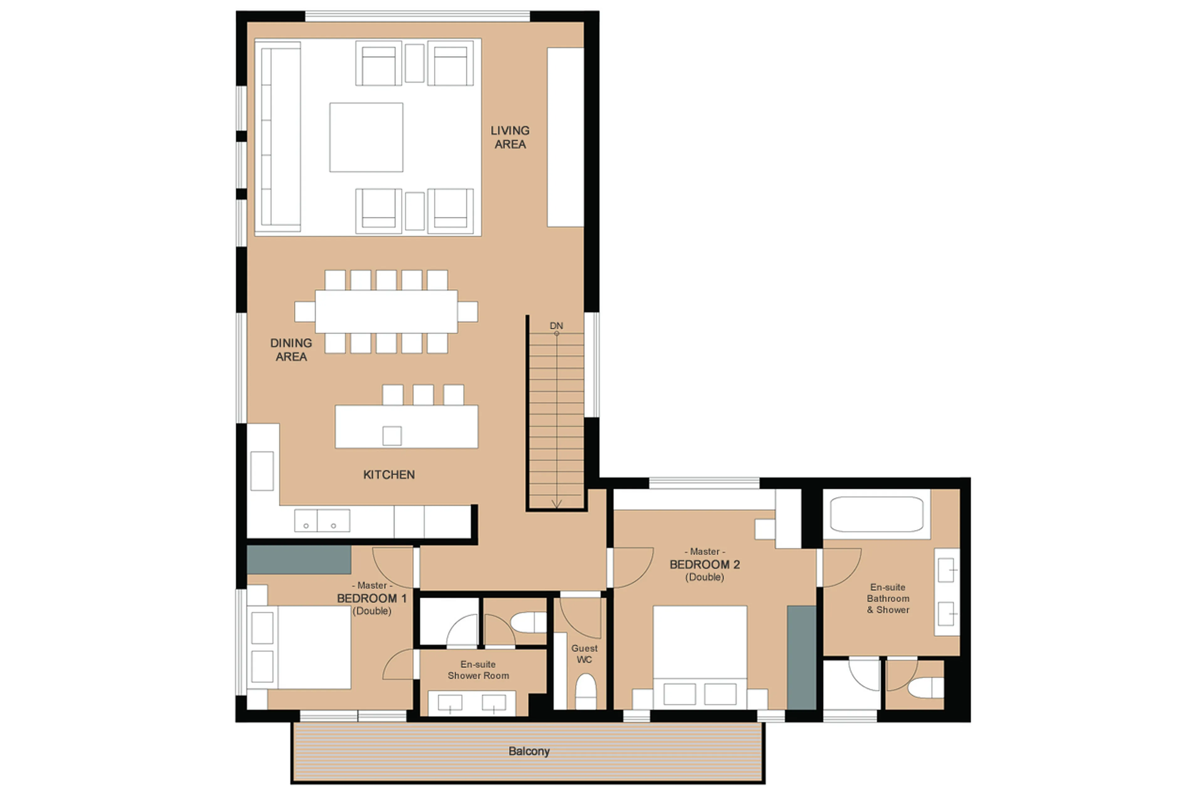 Level 1 floor plan of Chalet Koi in Niseko
