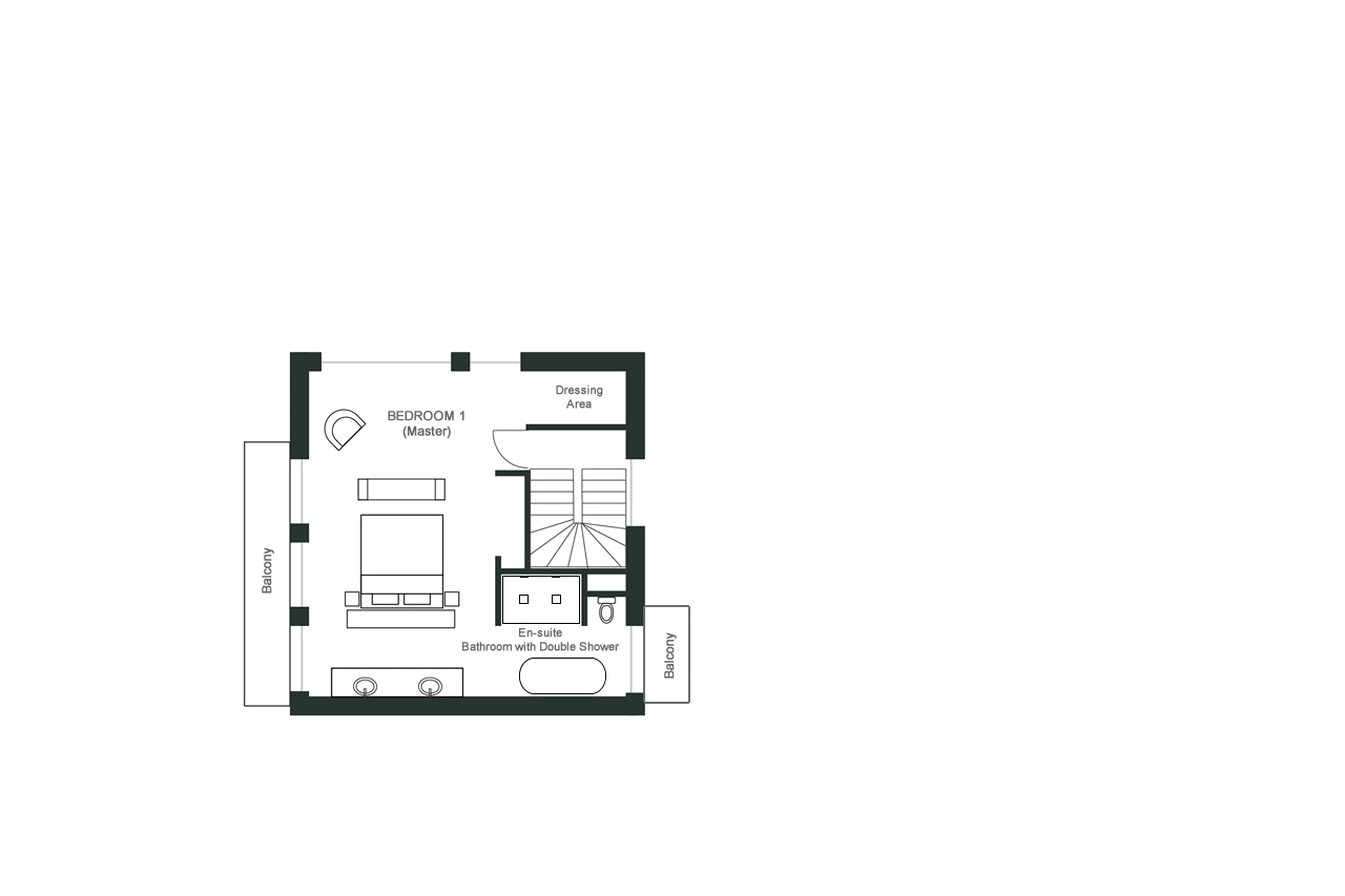 Top level floor plan of Chalet Kuma in Chamonix