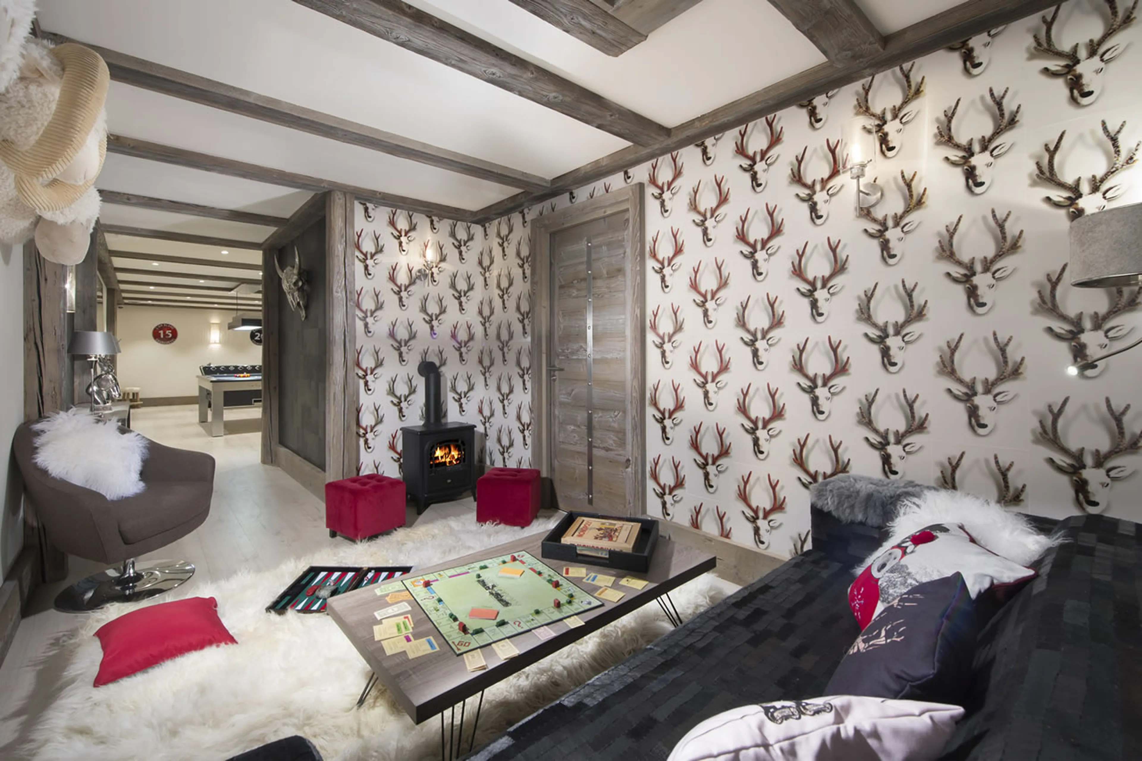 Shared games- and playroom open to guests in Chalet L’ Or Blanc in Courchevel 1550