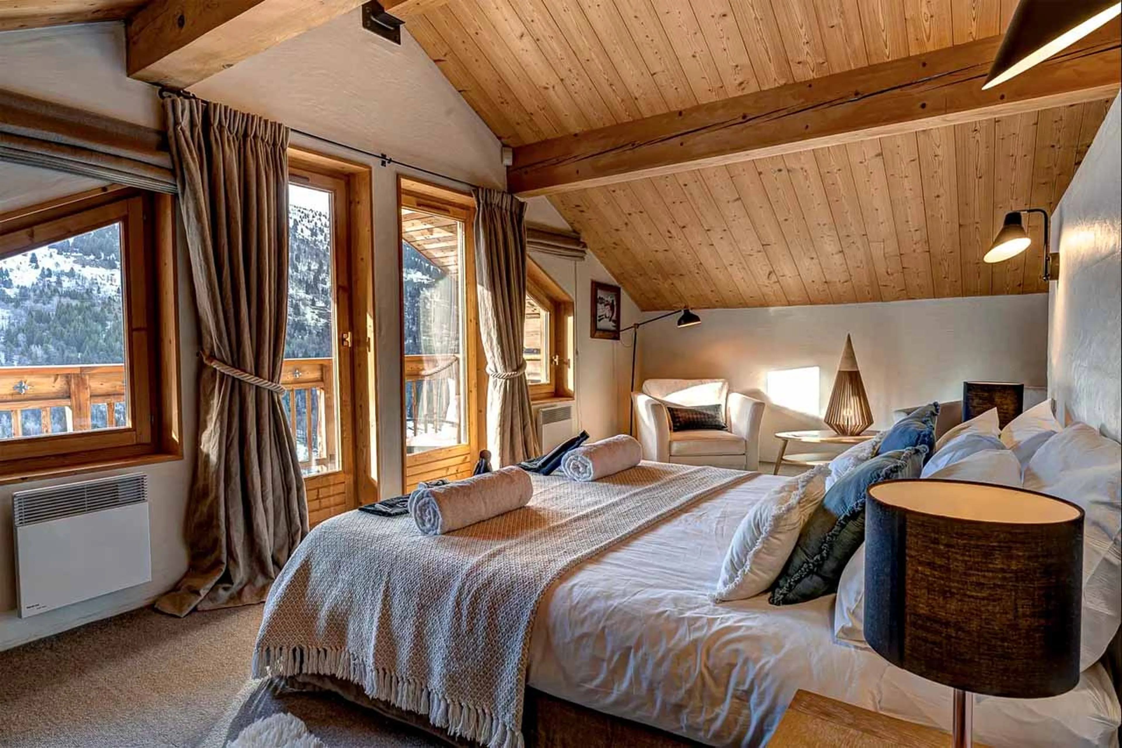 Bedroom one at Chalet La Chouette in Meribel