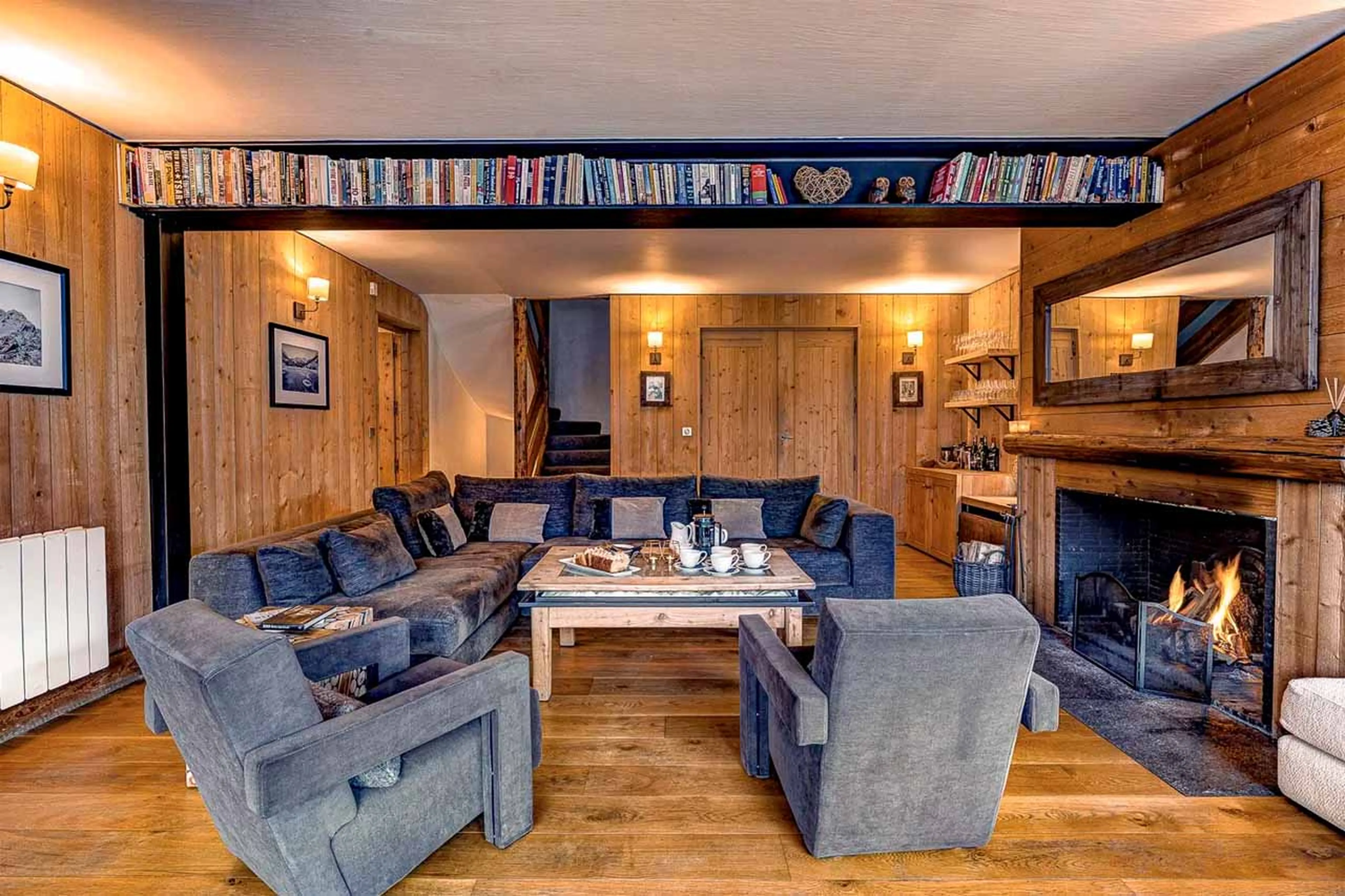 Sofas in living area of Chalet La Chouette in Meribel