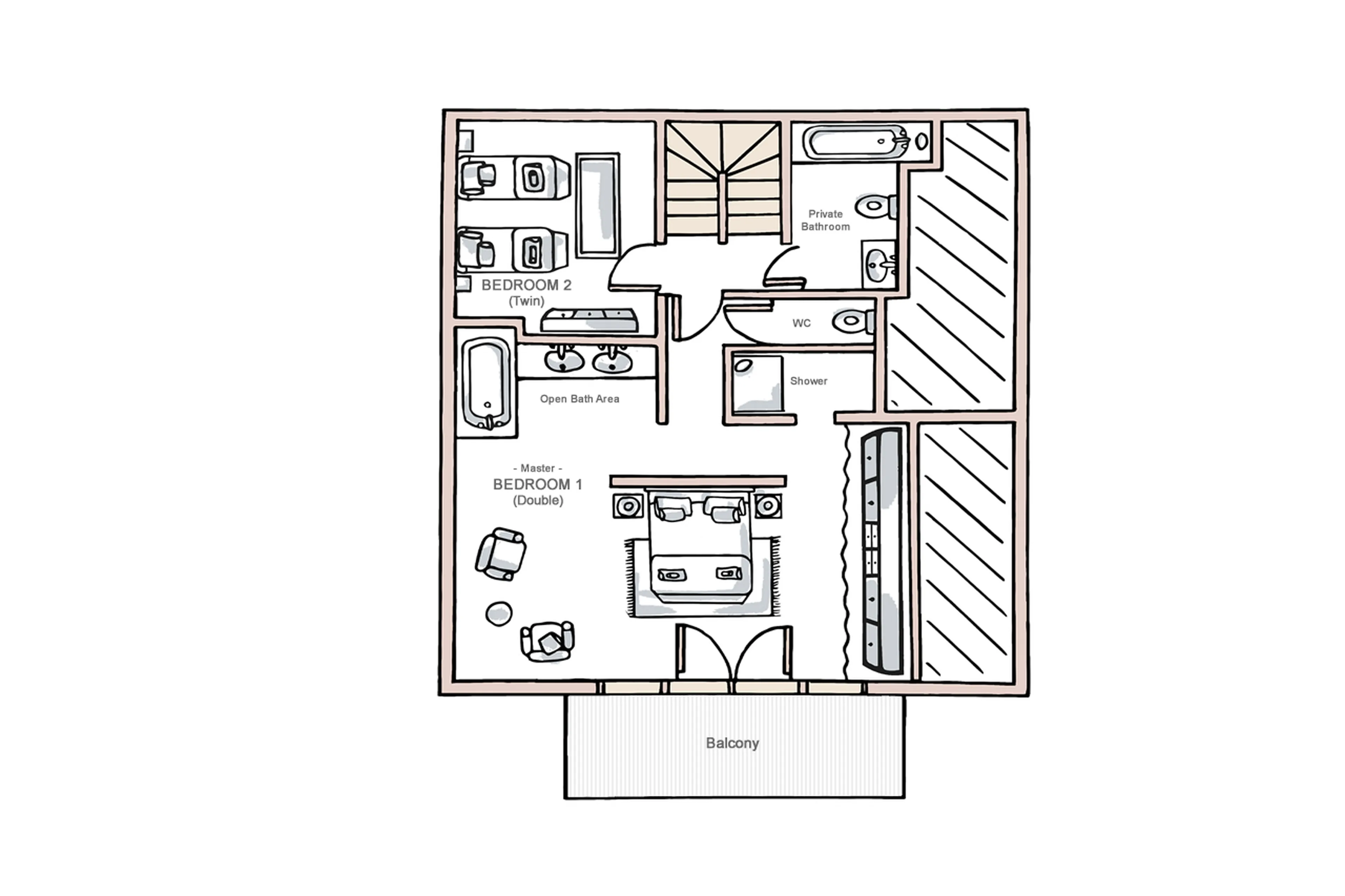 Level 1 floor plan of Chalet La Chouette in Meribel
