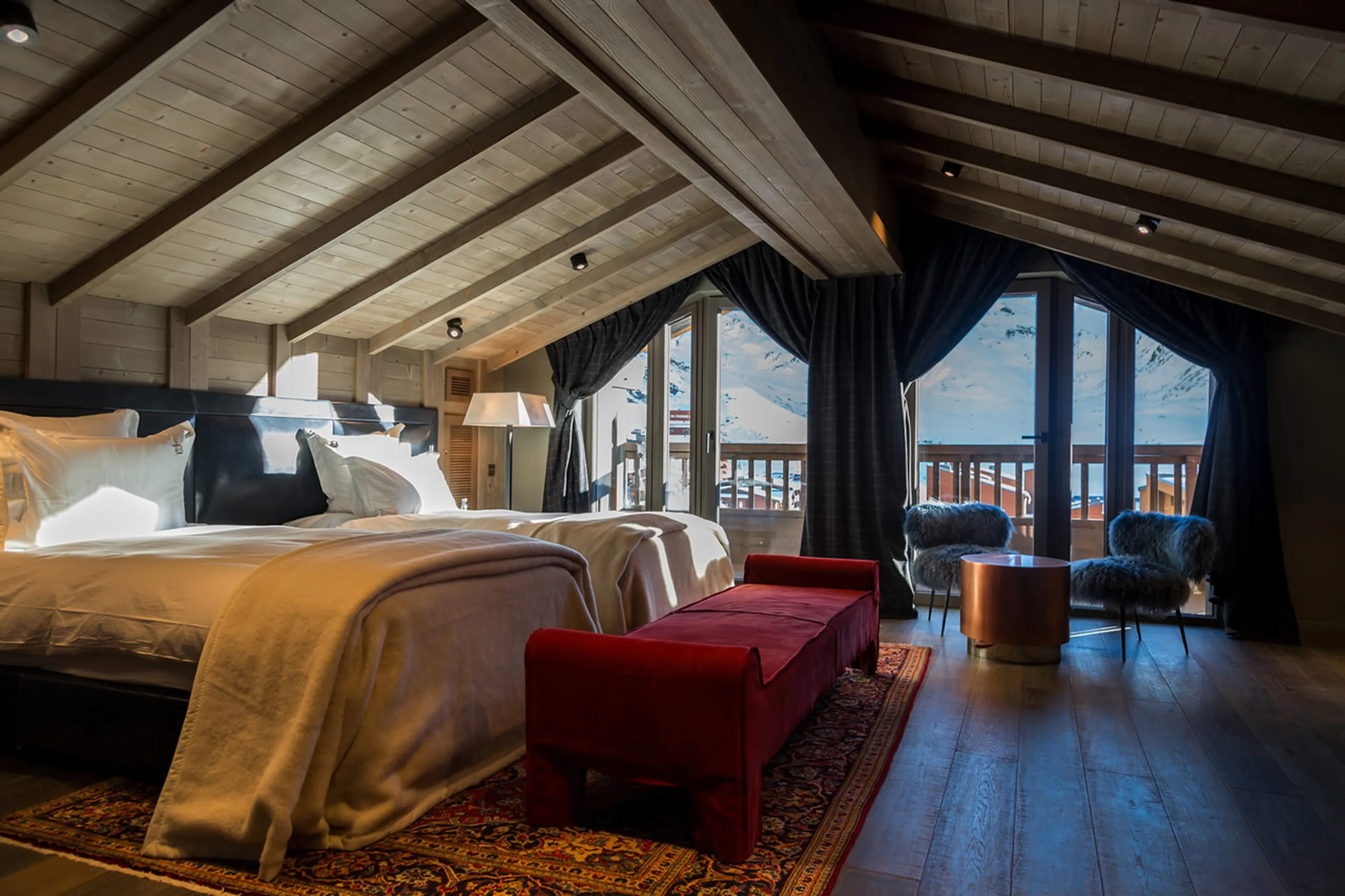 Duplex suite 2, bedroom 4 on fourth floor of Chalet La Datcha in Val Thorens
