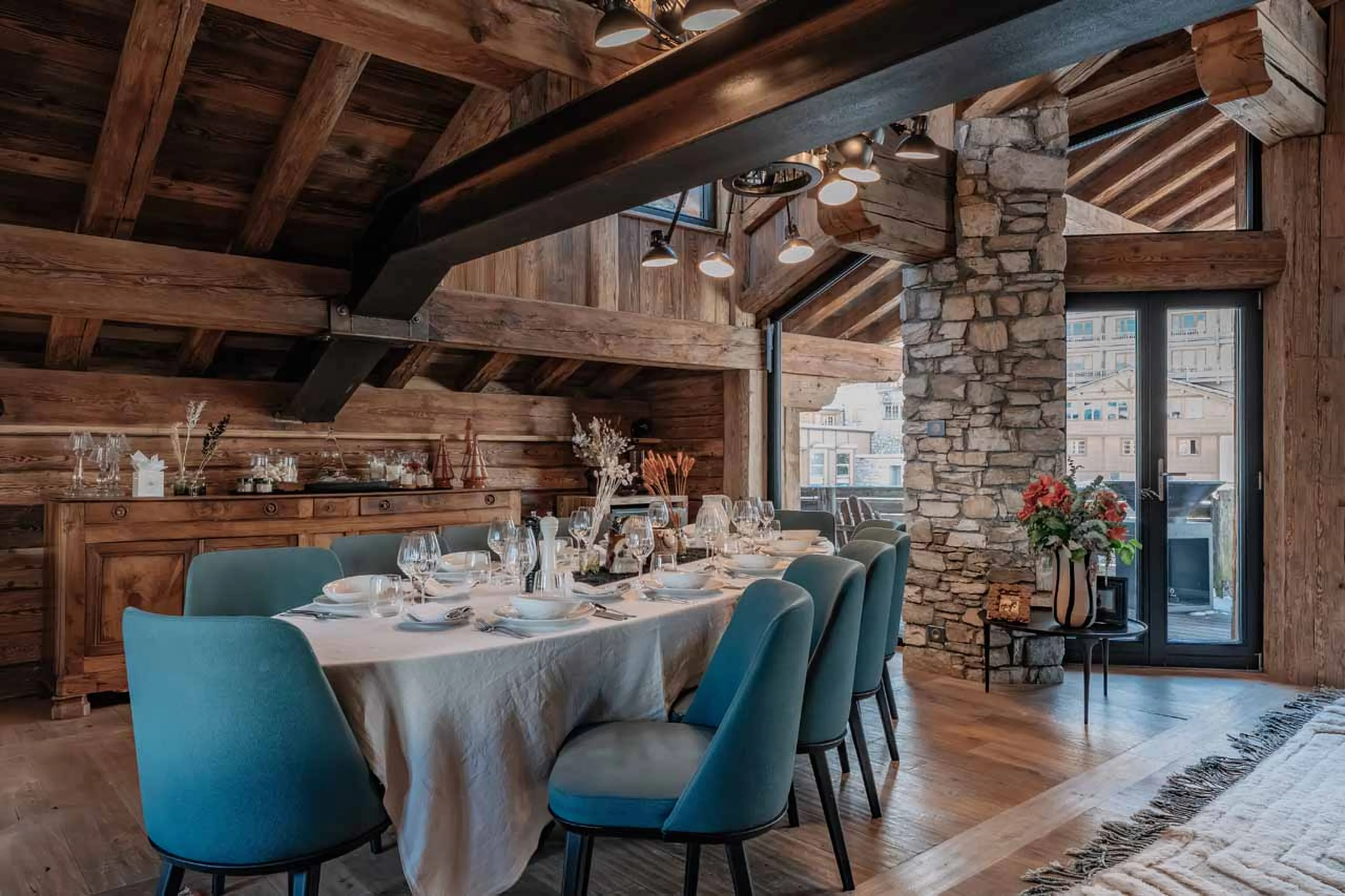 Dining area at La Face in Val d'Isere