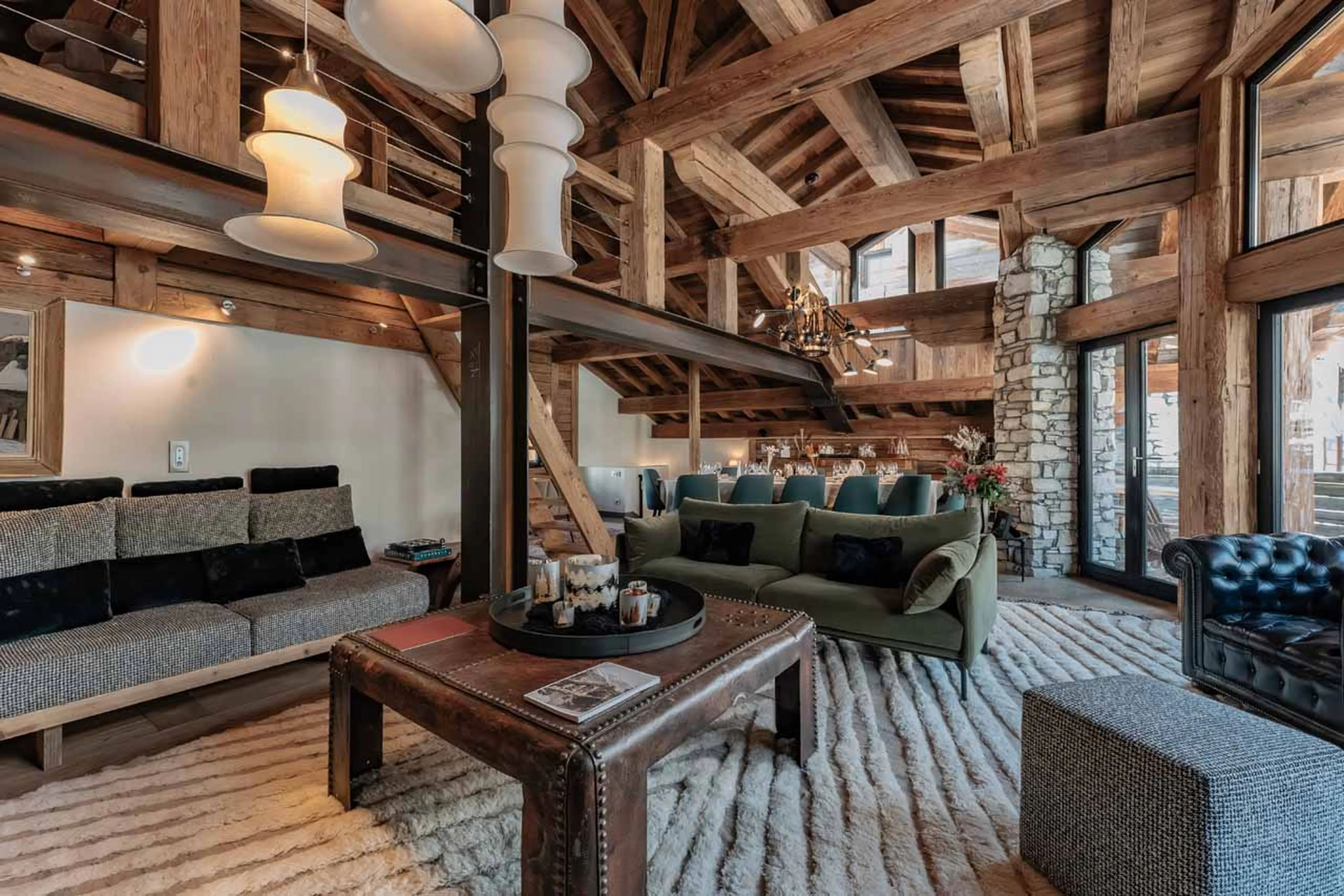 Living area at Chalet La Face in Val d'Isere