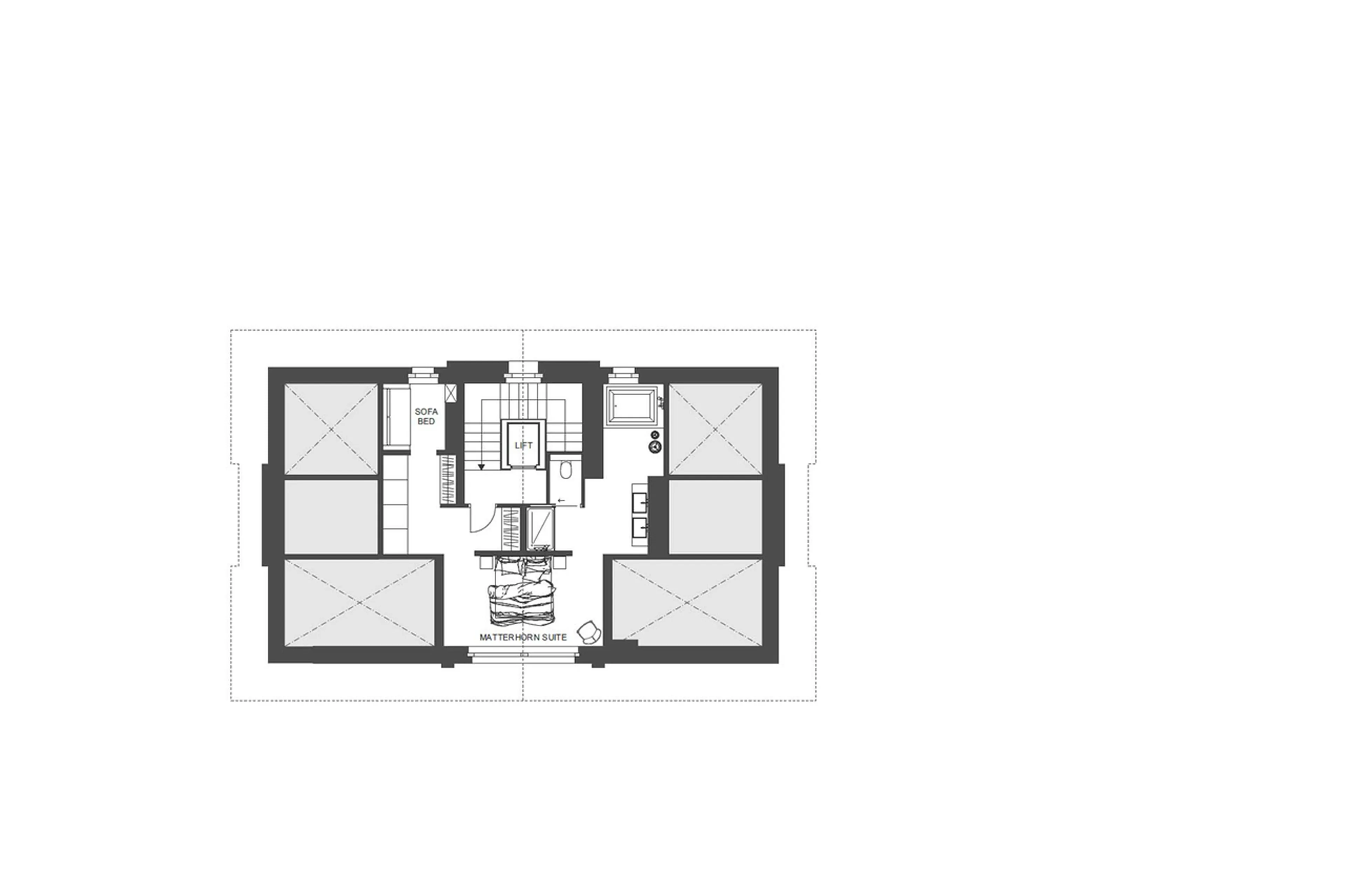 Level 4 floor plan of Chalet La Fenice in Breuil-Cervinia
