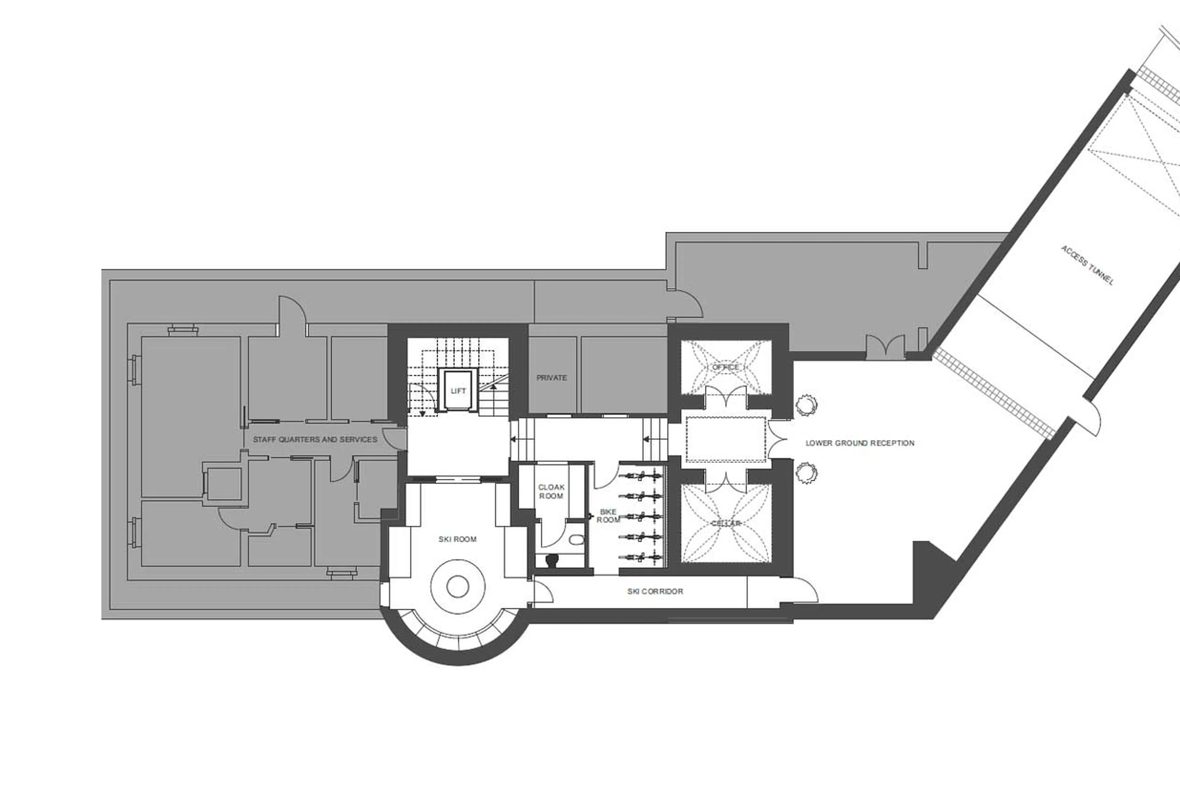 Level -1 floor plan of Chalet La Fenice in Breuil-Cervinia