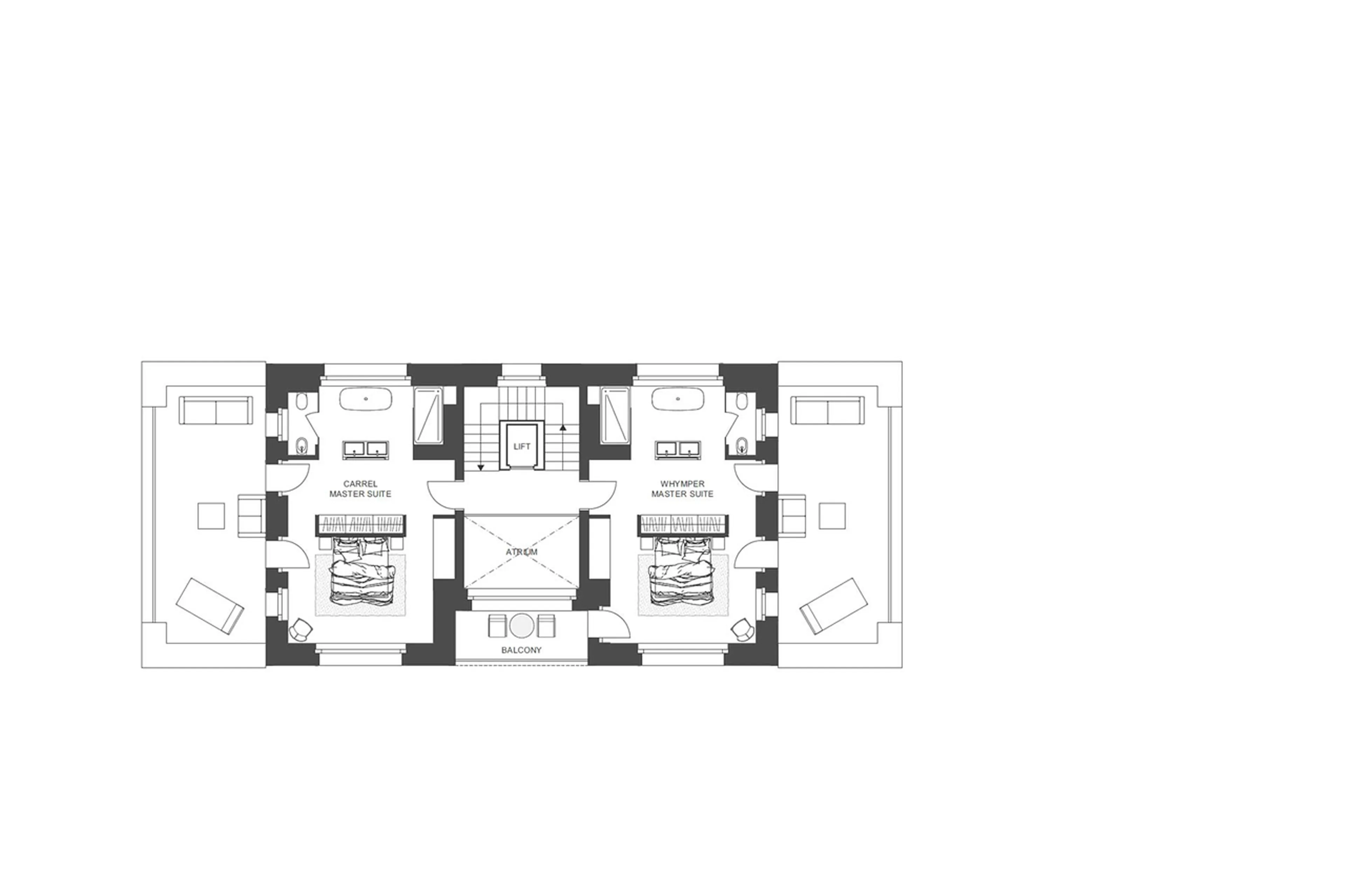 Level 2 floor plan of Chalet La Fenice in Breuil-Cervinia