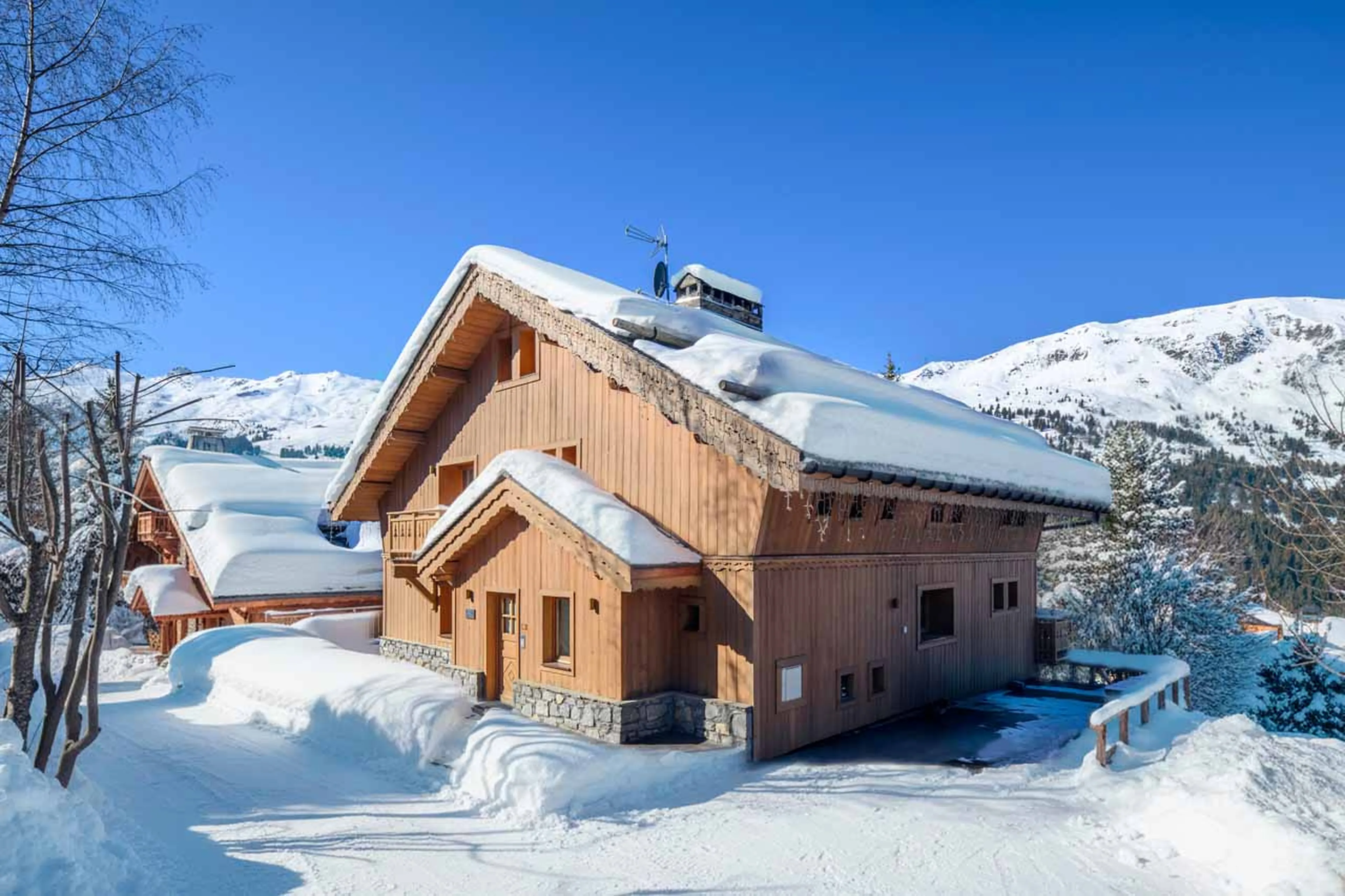 Exterior of Chalet La Folie, Meribel with large terrace