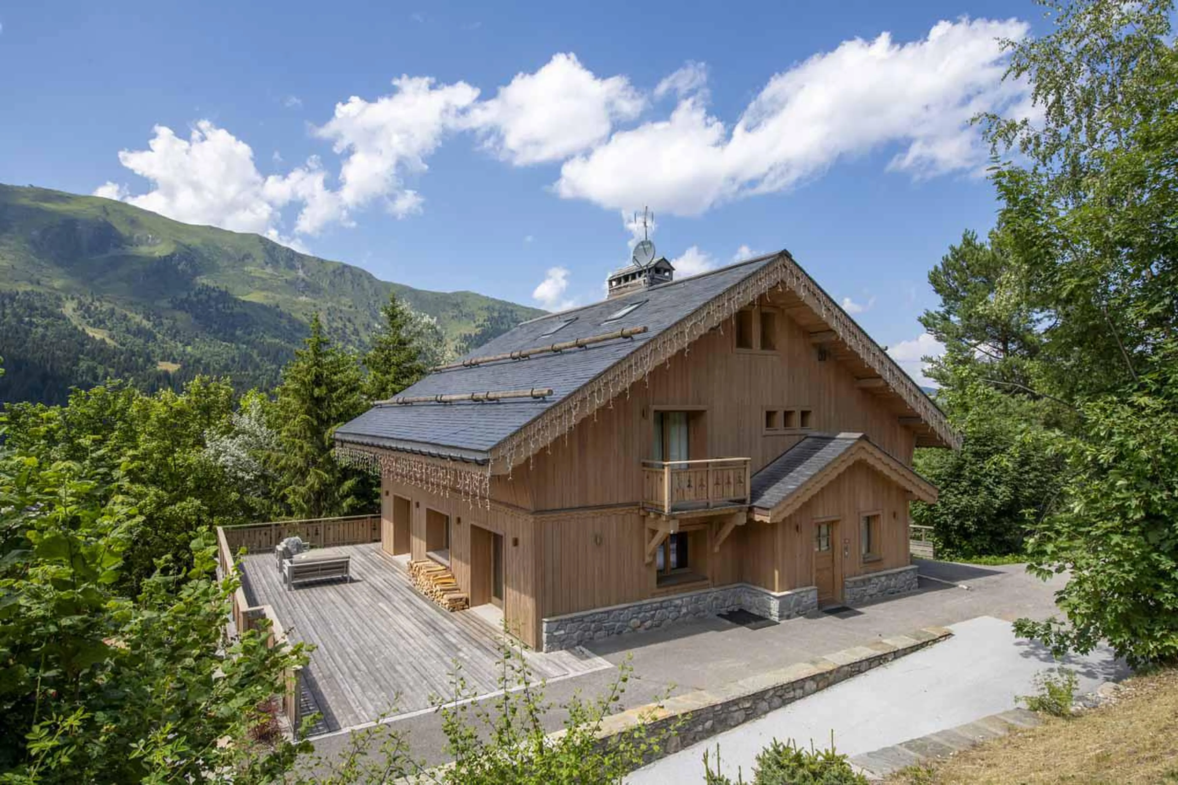 Exterior of Chalet La Folie, Meribel with large terrace