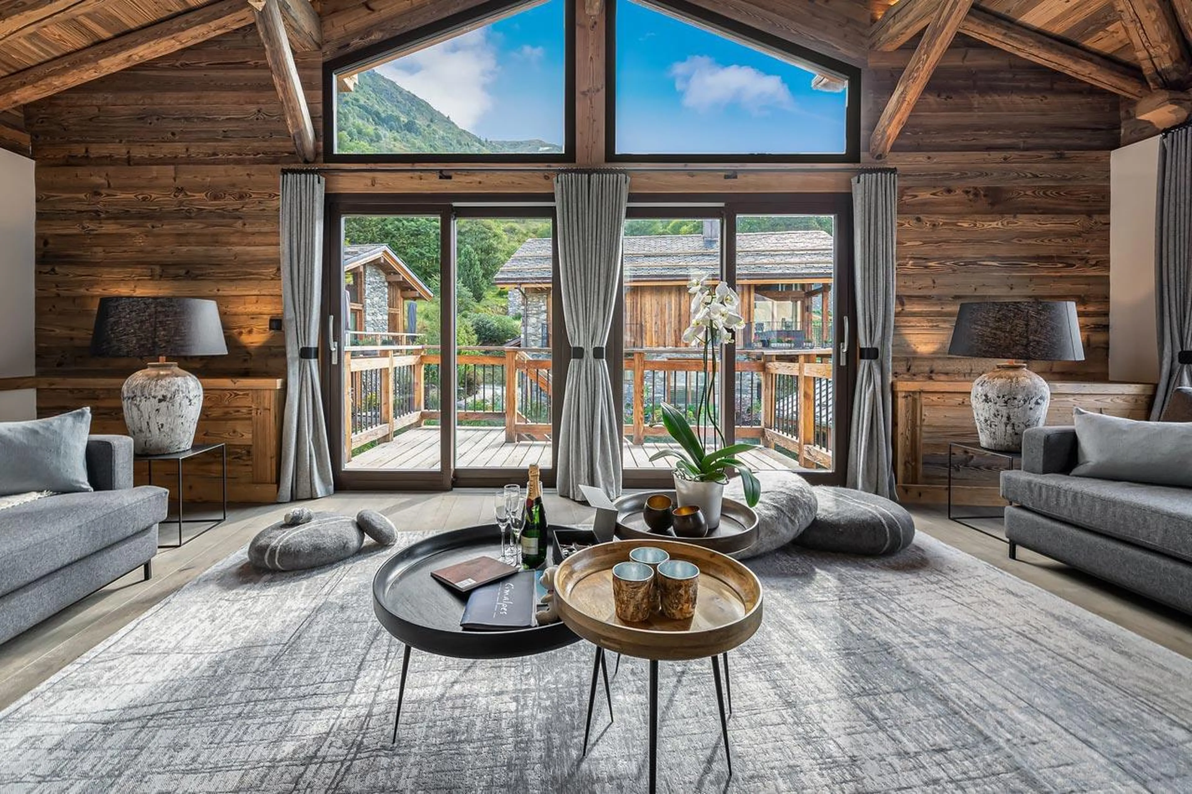 Bay window in living area of Chalet La Grange in St Martin de Belleville