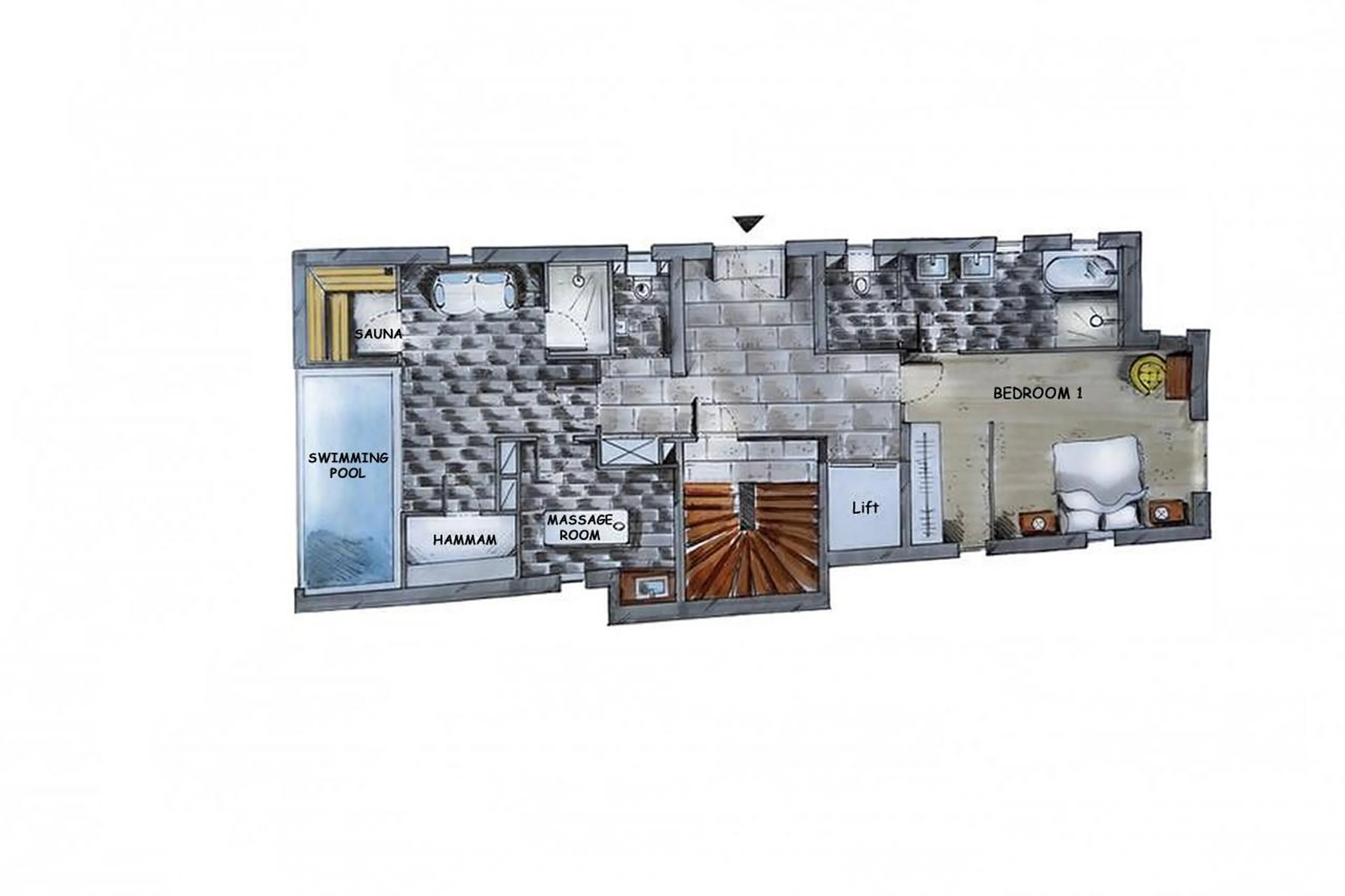 Level 0 floor plan of Chalet La Grange in Val d'Isere