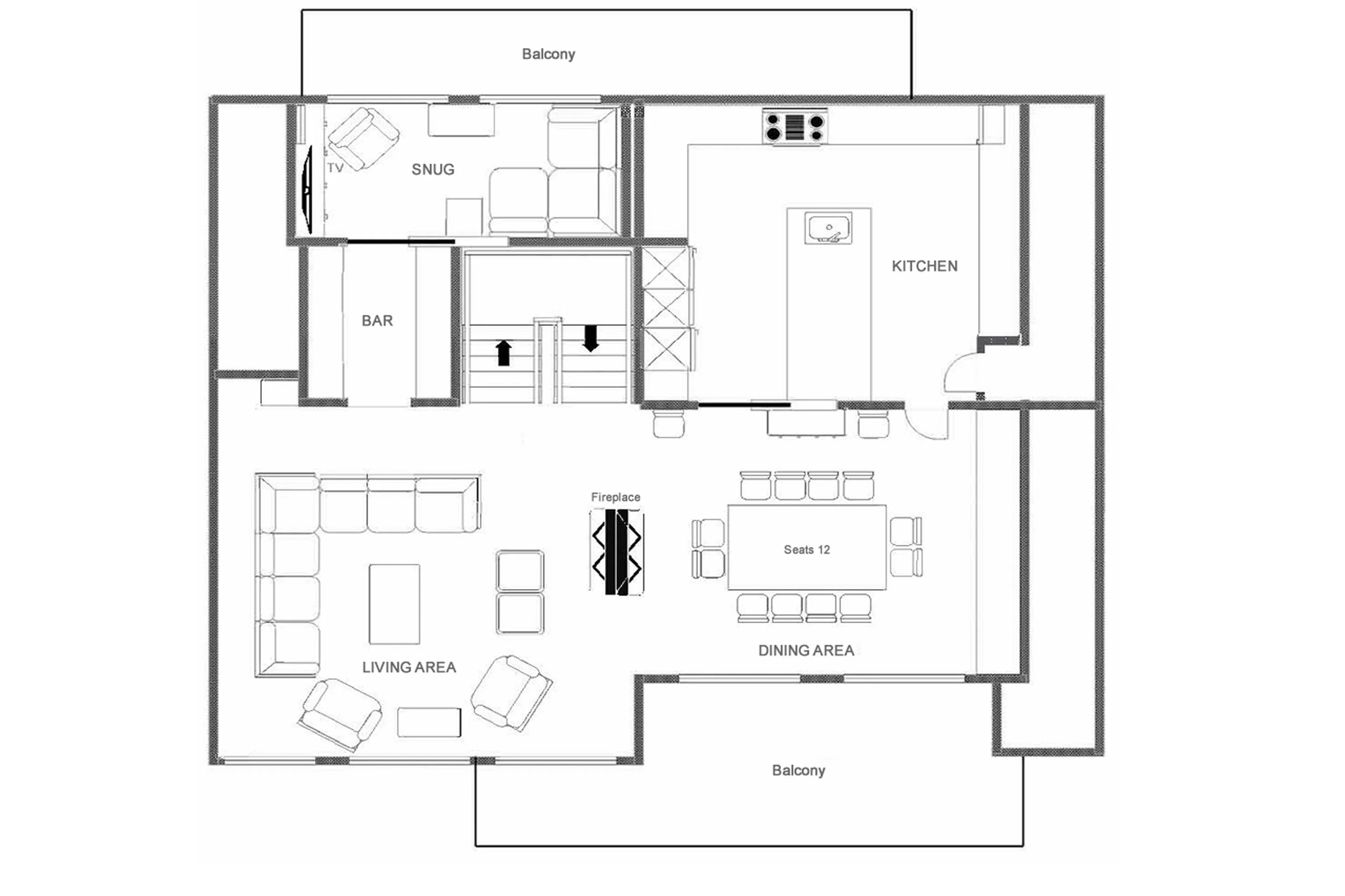 Level 3 floor plan of Chalet La Loze in Verbier