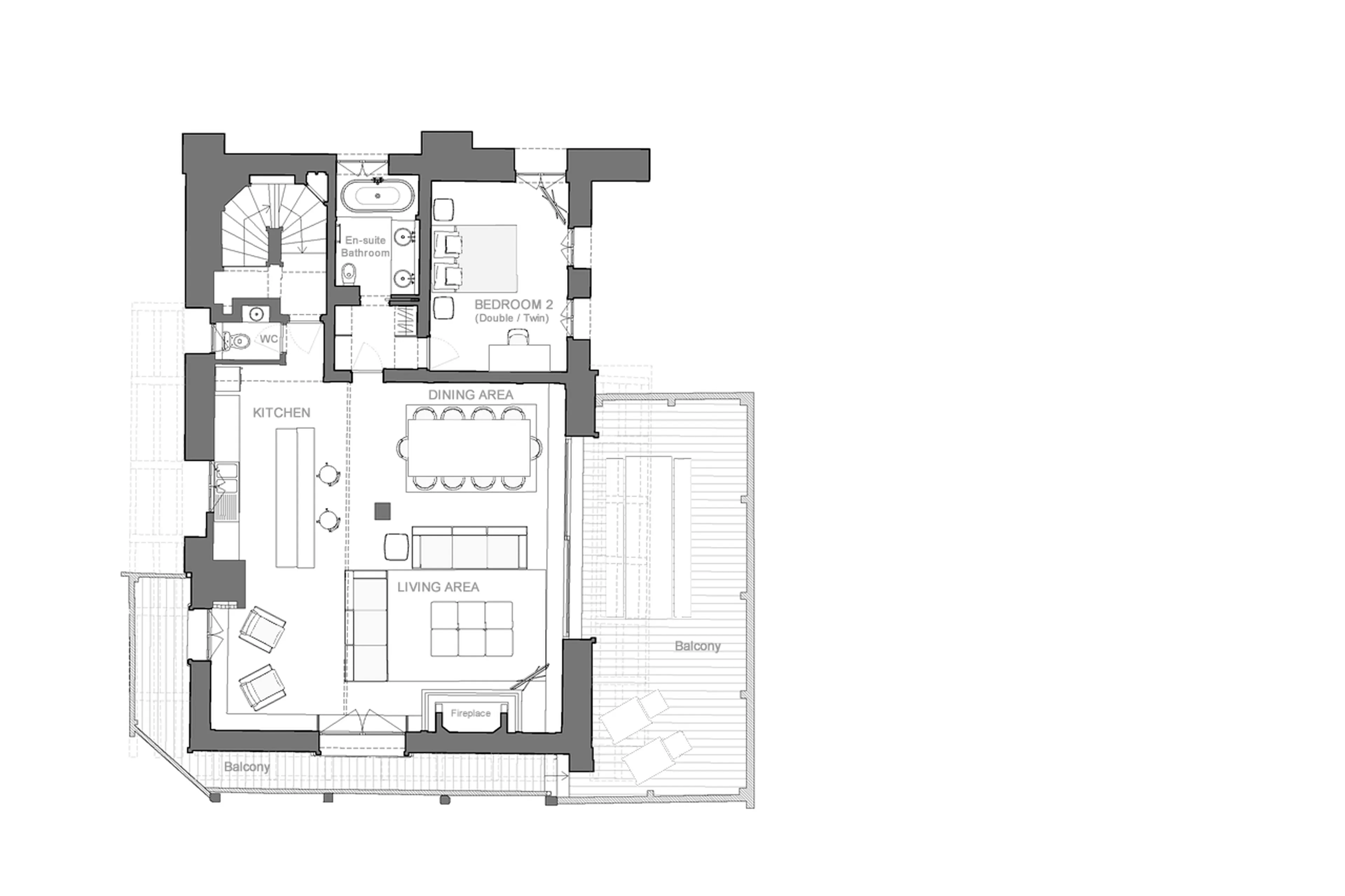 Level 1 floor plan of Chalet La Reserve in Val d'Isere