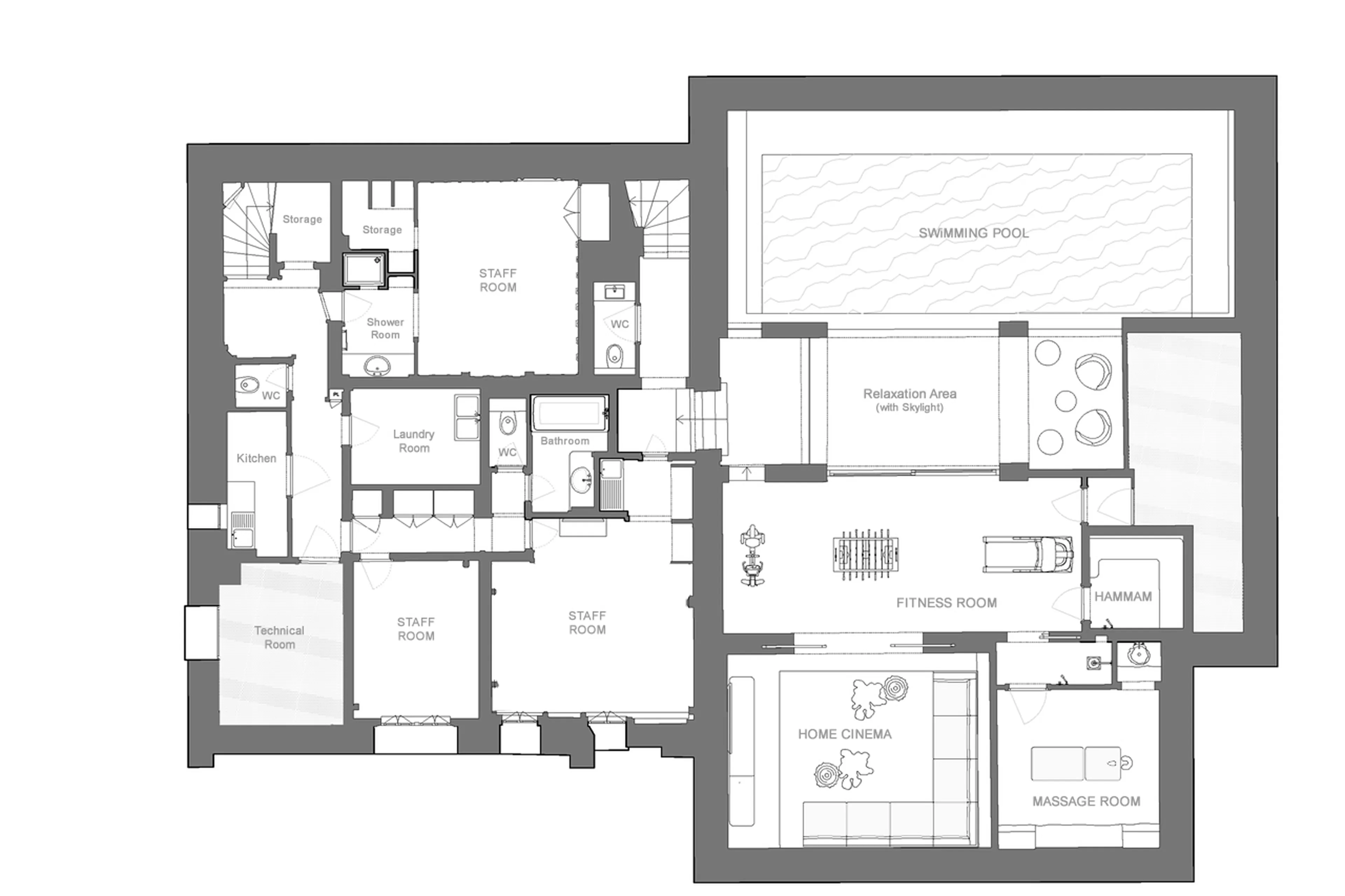 Level -1 floor plan of Chalet La Reserve in Val d'Isere