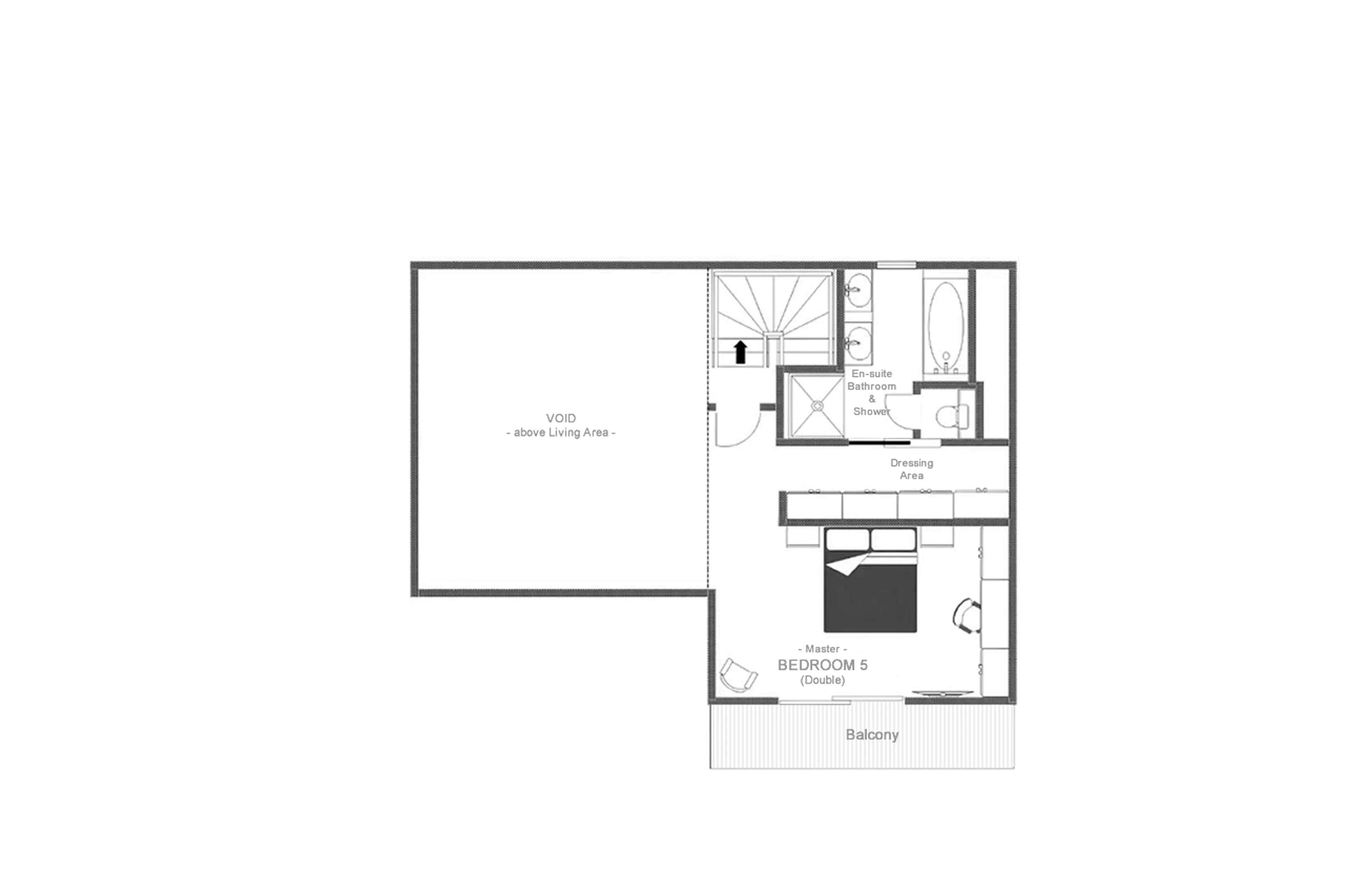 Top level floor plan of Chalet La Rochette in Verbier
