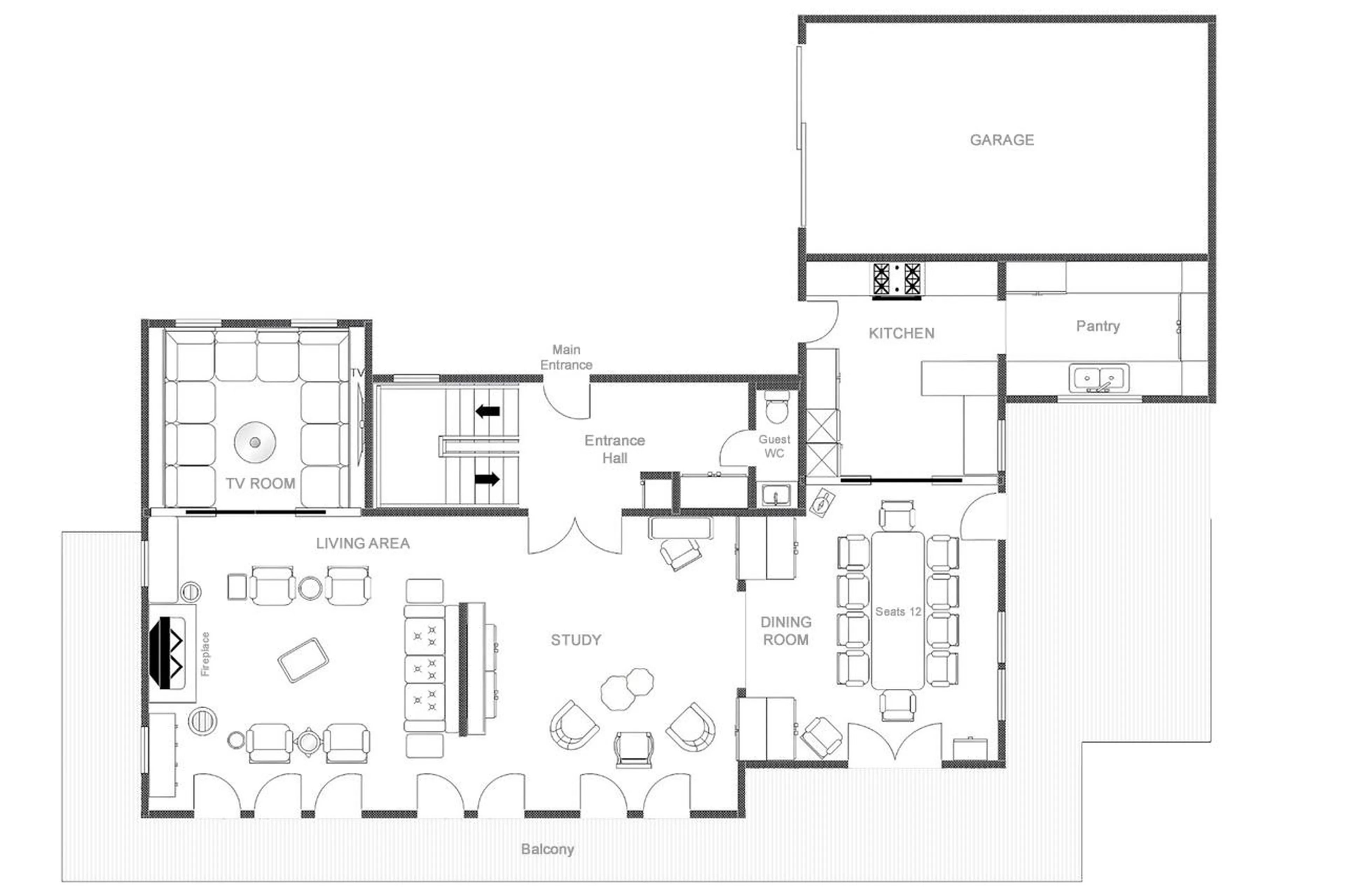 Level 1 floor plan of Chalet La Taniere in Meribel
