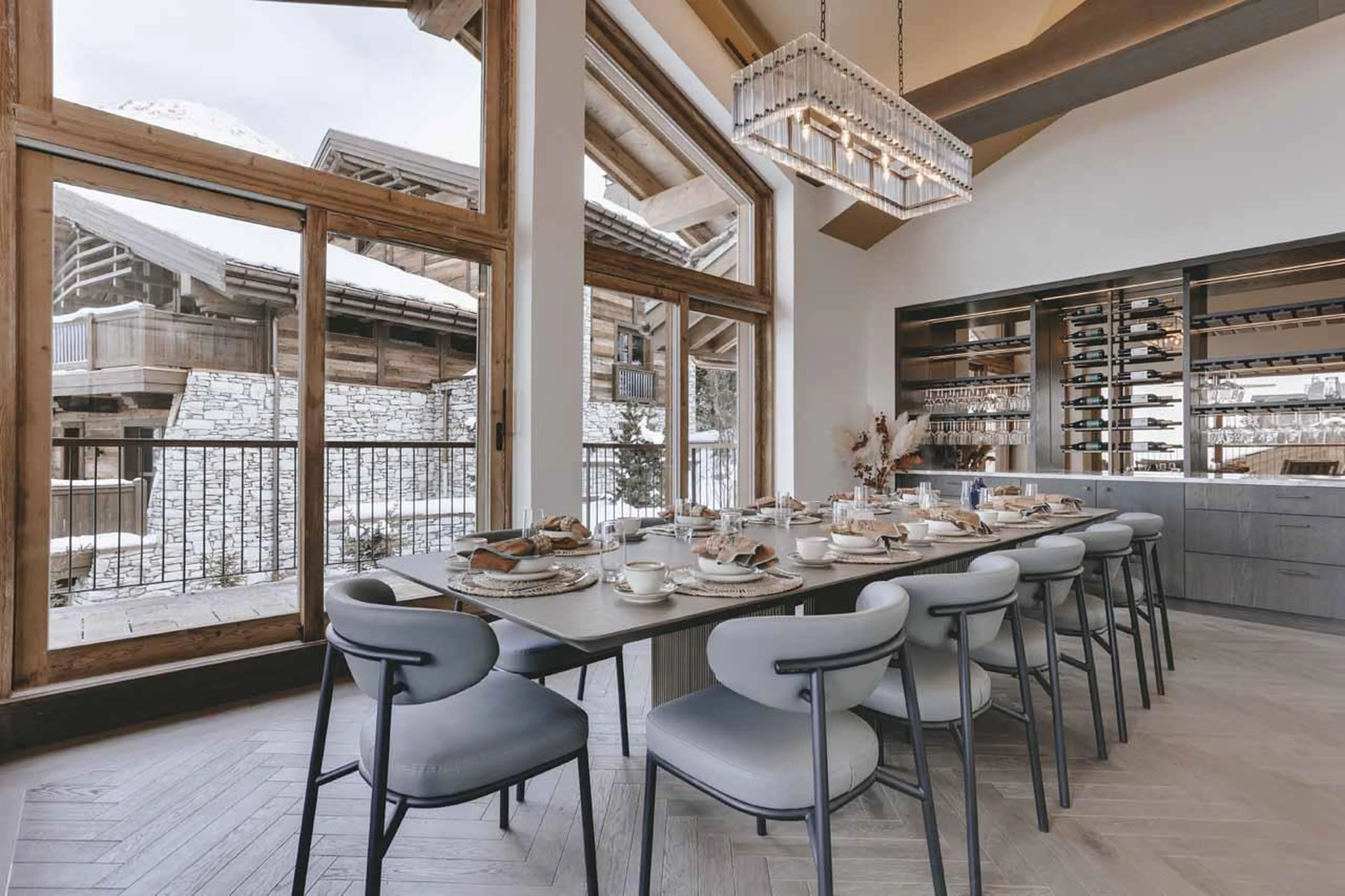 Sliding glass doors and vaulted windows at Chalet La Tene, Val d'Isere