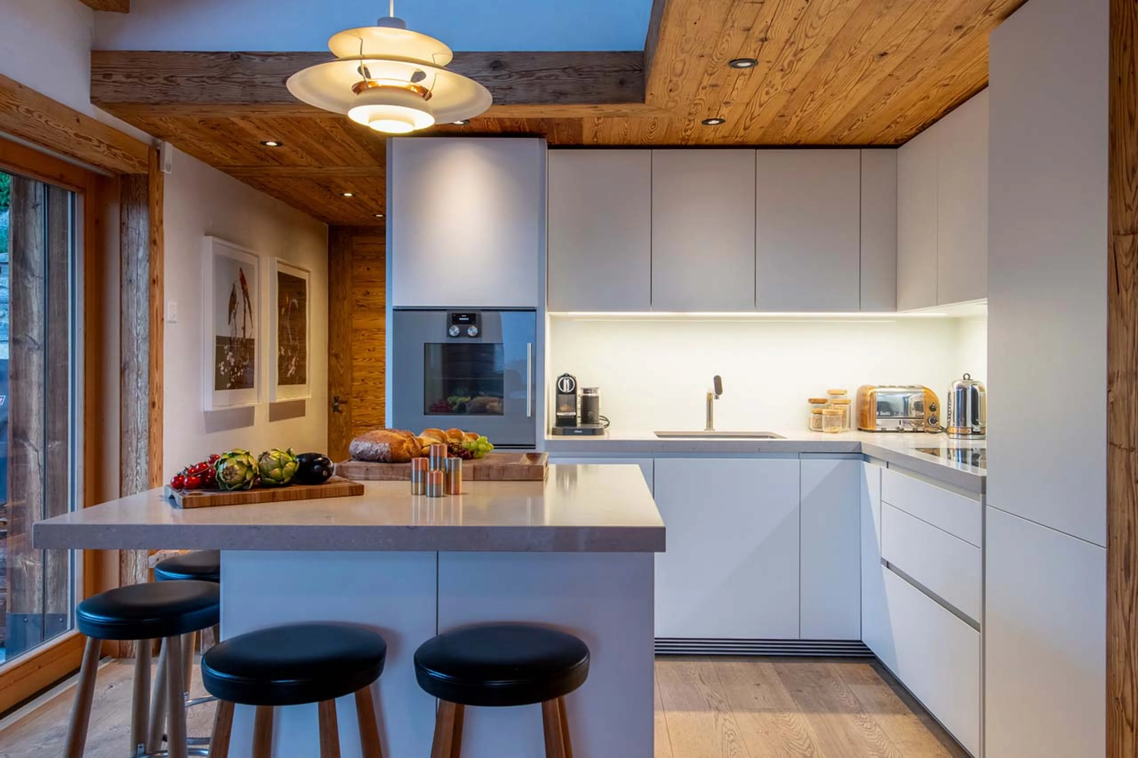 Modern kitchen at Chalet La Vigne in Verbier