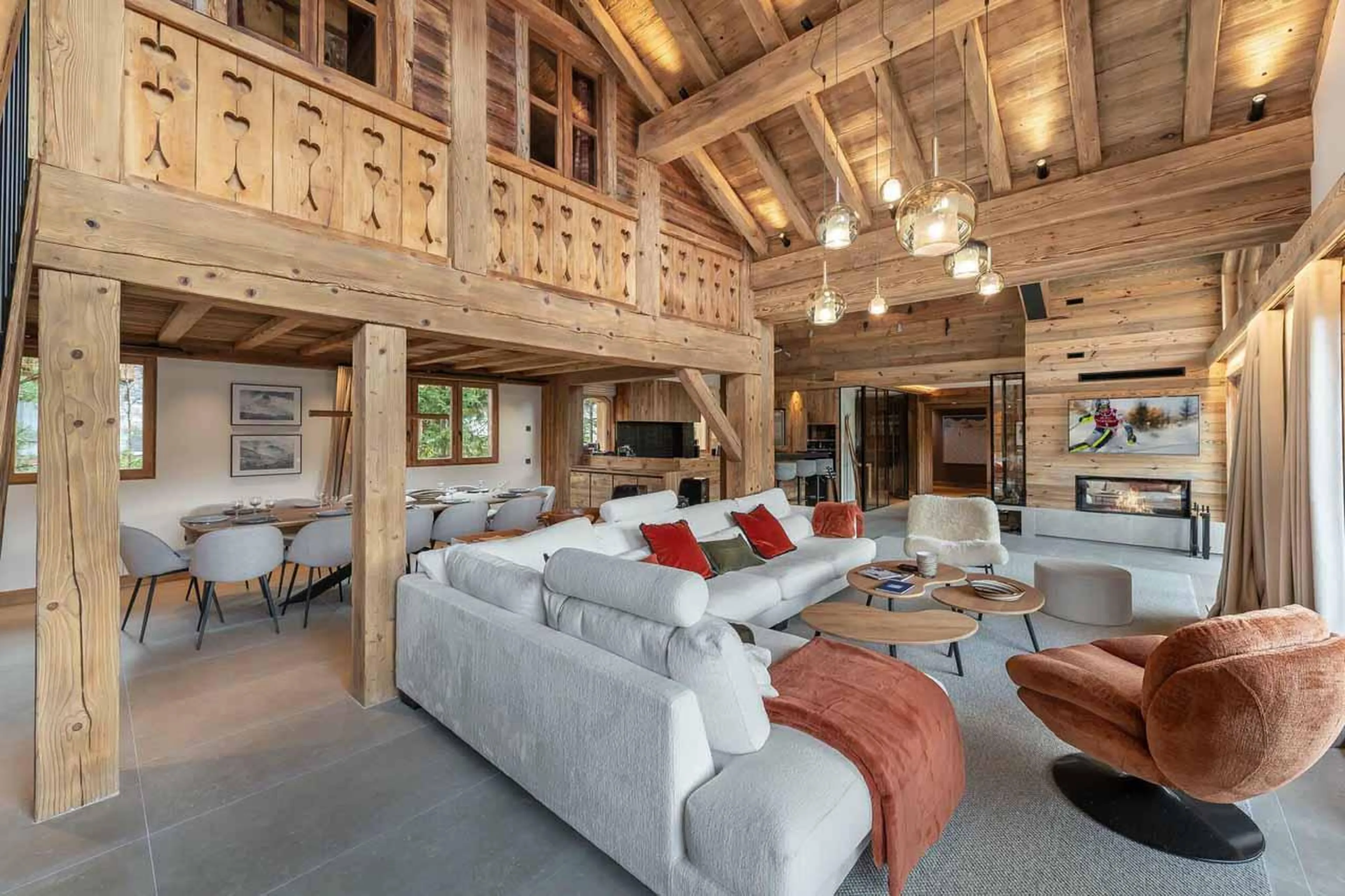 Open-plan living area at Chalet Lady Mijane in Meribel