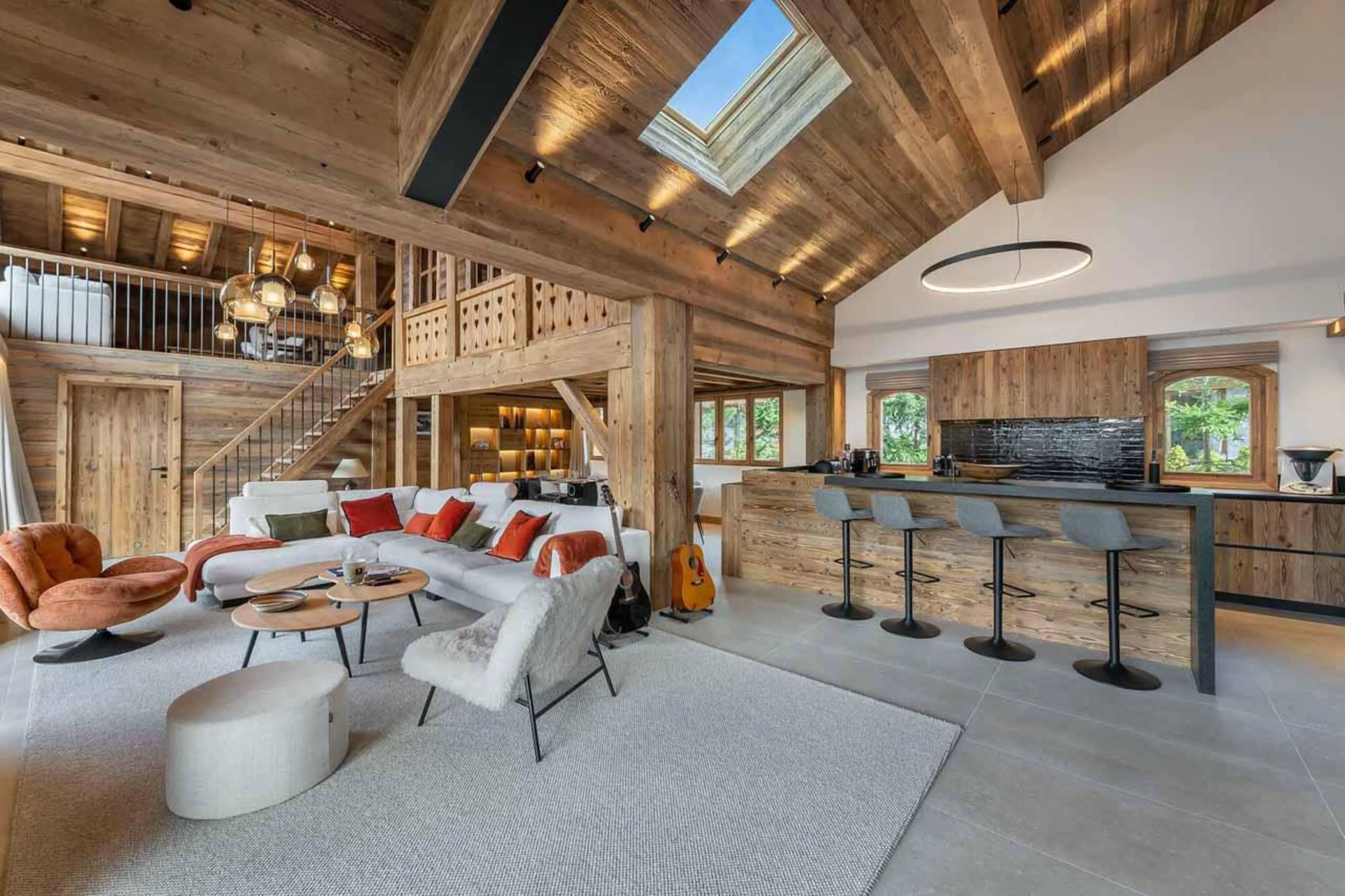 Living area and kitchen at Chalet Lady Mijane in Meribel