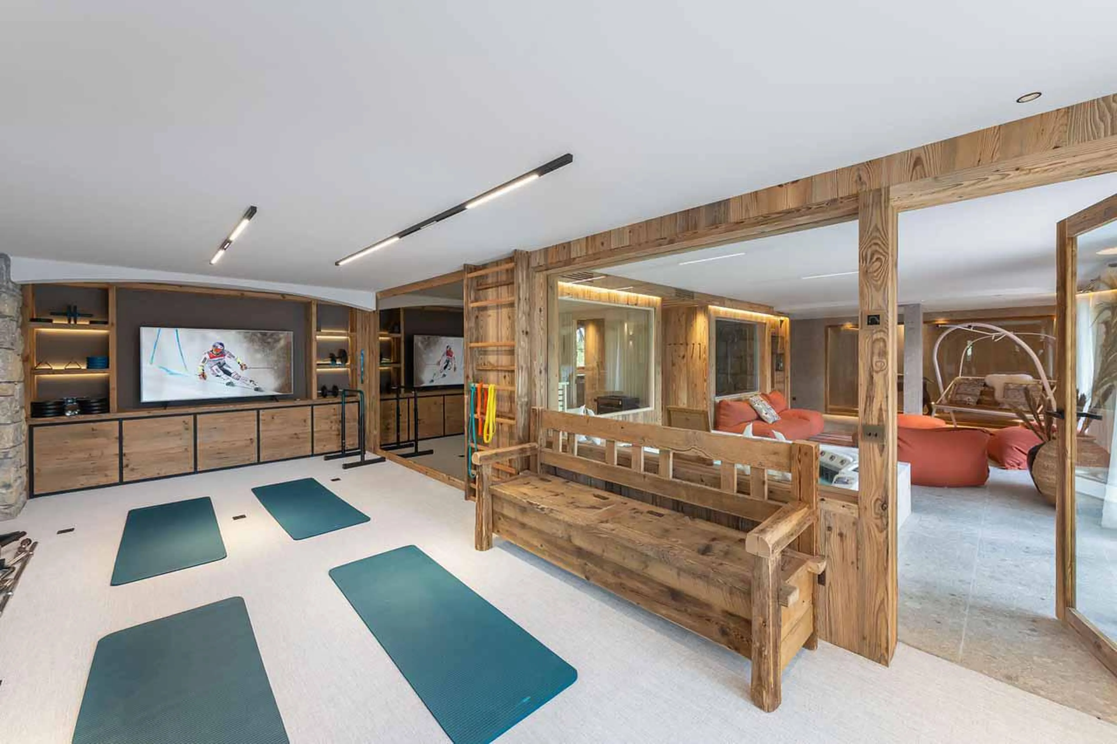Spa with yoga area at Chalet Lady Mijane in Meribel