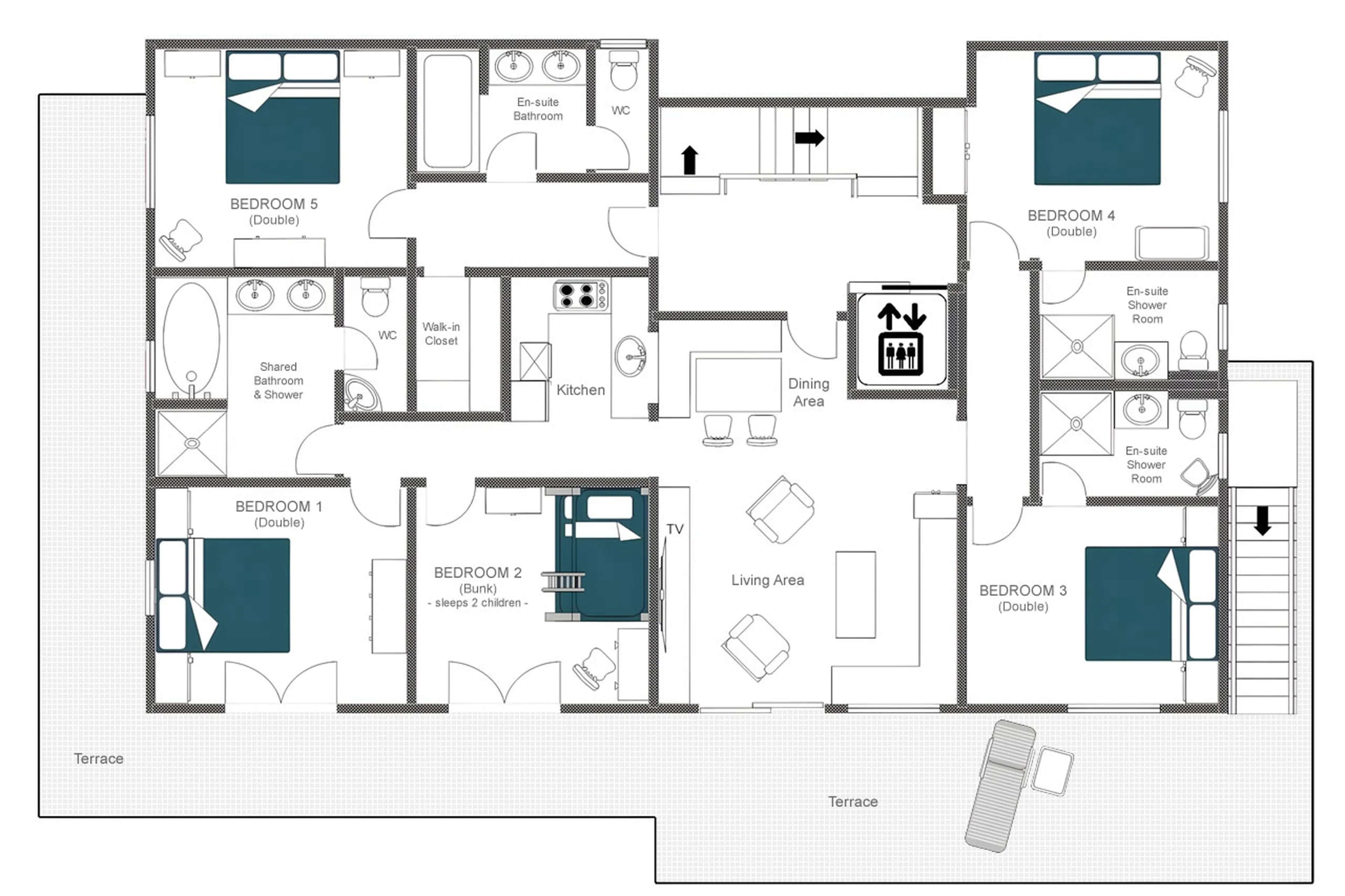 Level 0 floor plan of Chalet Lalapanzi in Verbier