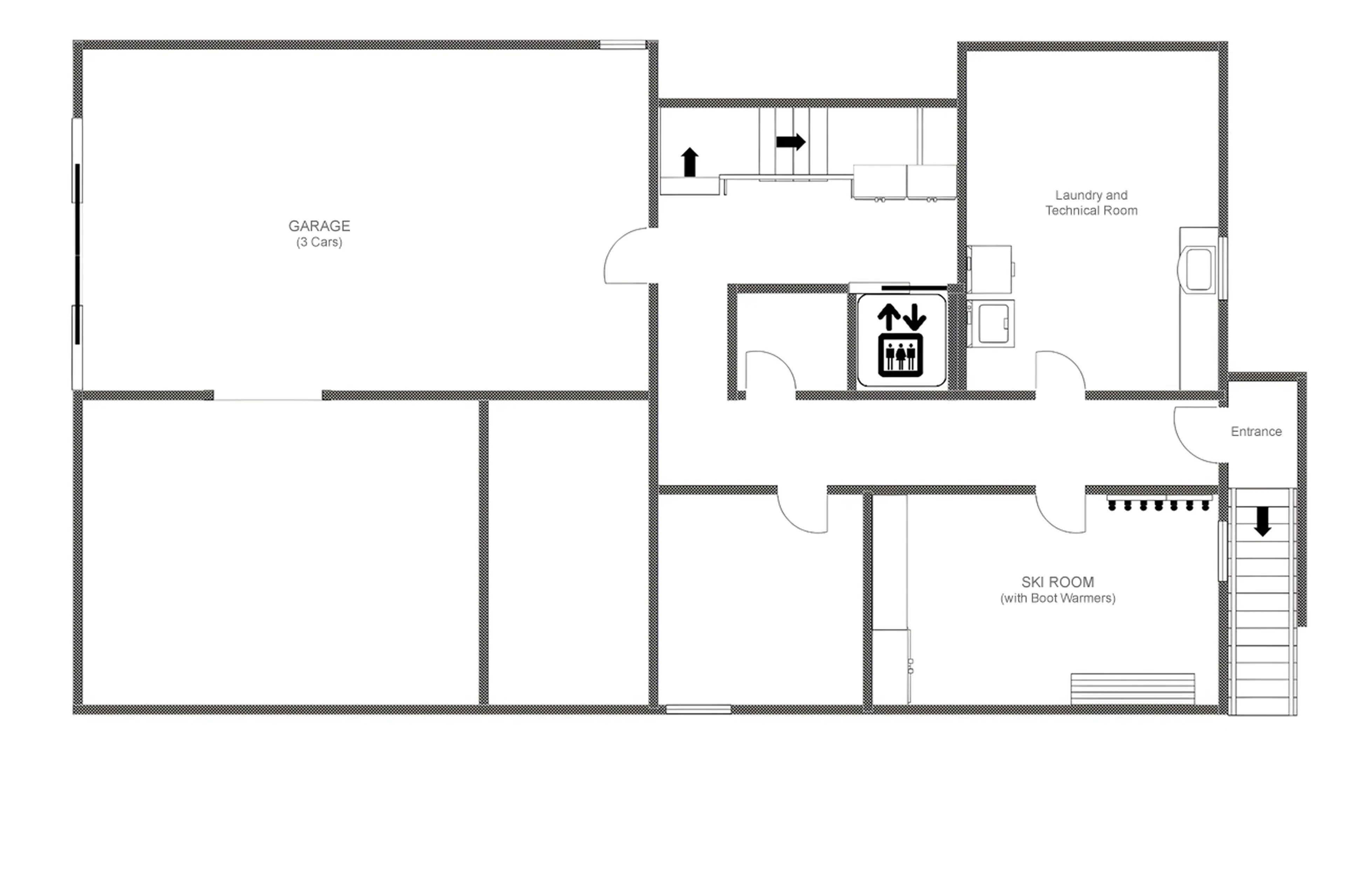 Level -1 floor plan of Chalet Lalapanzi in Verbier