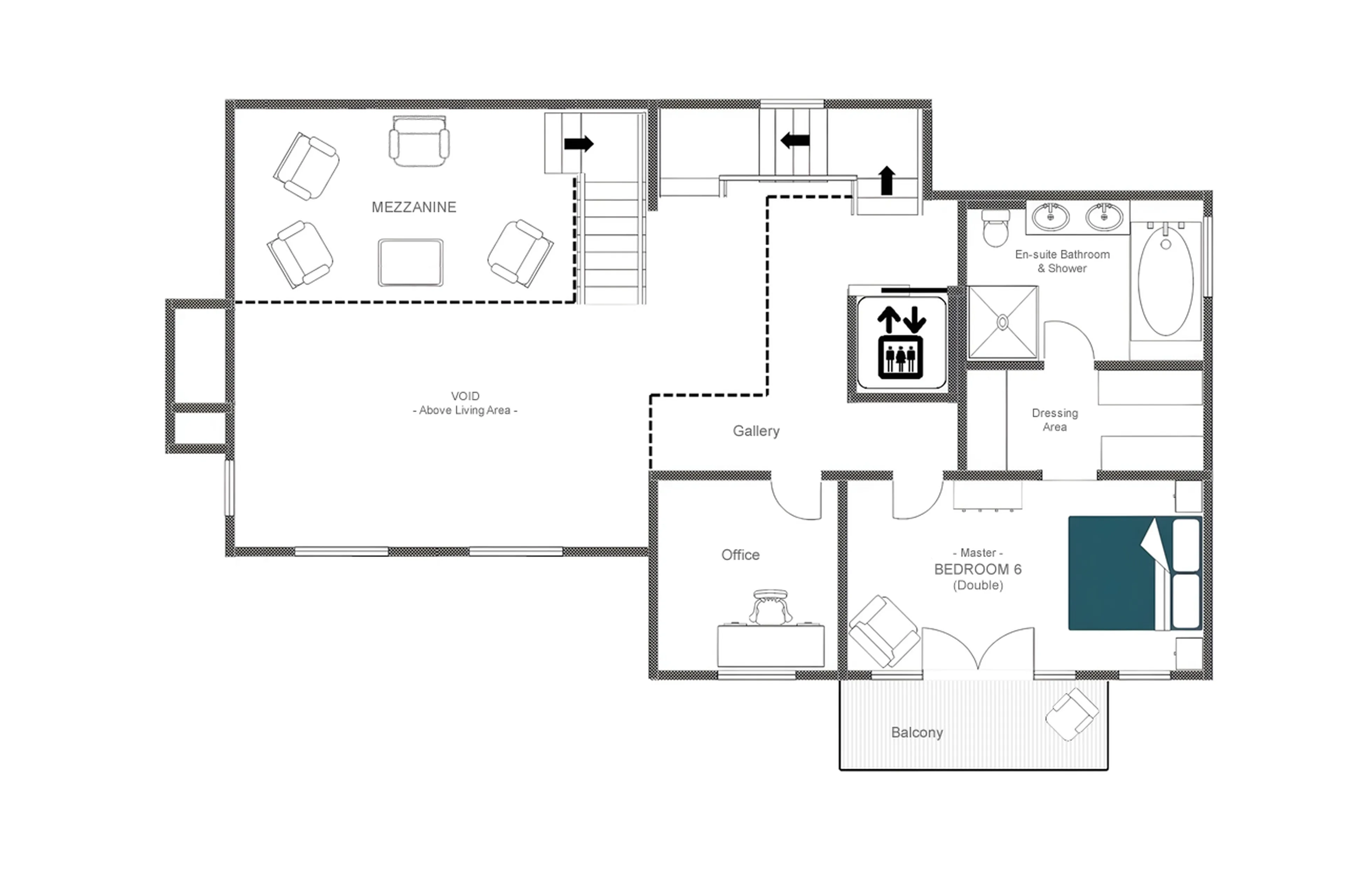 Top level floor plan of Chalet Lalapanzi in Verbier