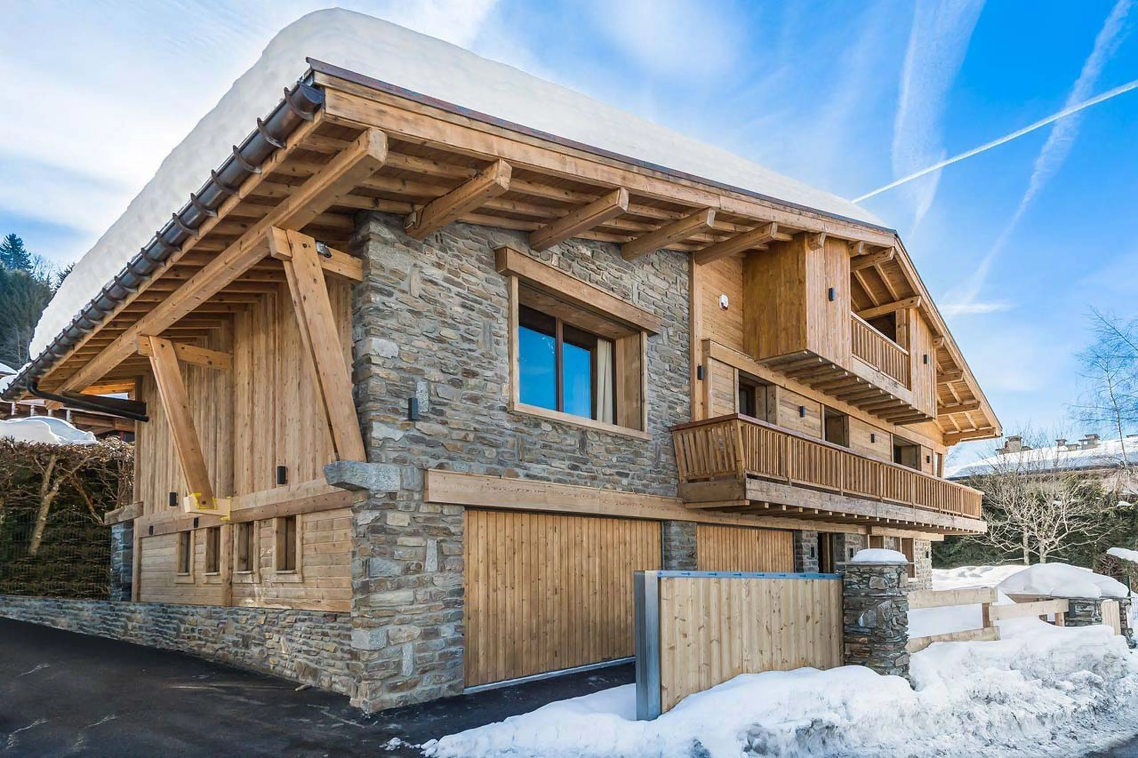 Close up view of exterior of Chalet Lamartine in Megeve