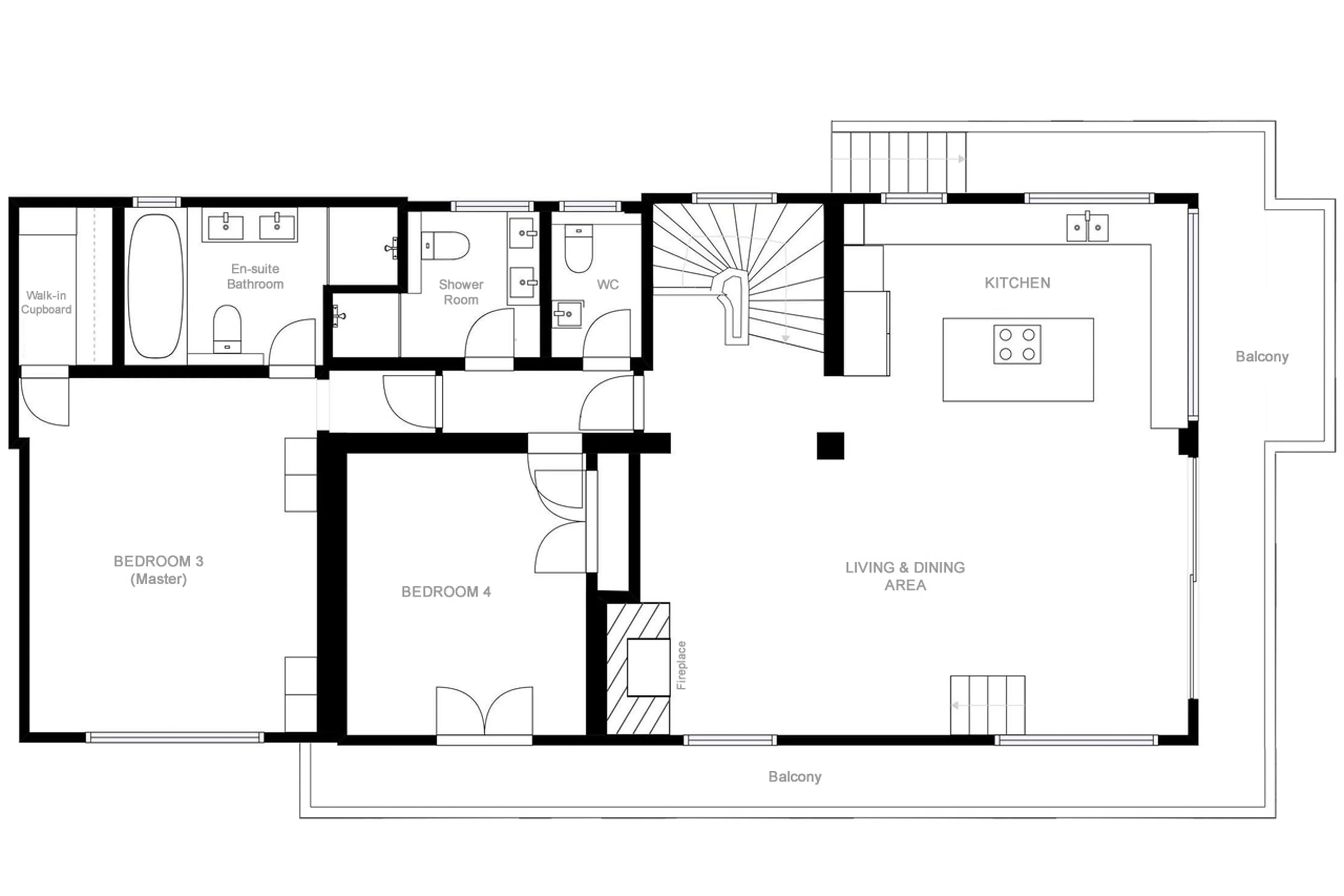 Level 1 floor plan of Chalet Lamartine in Megeve