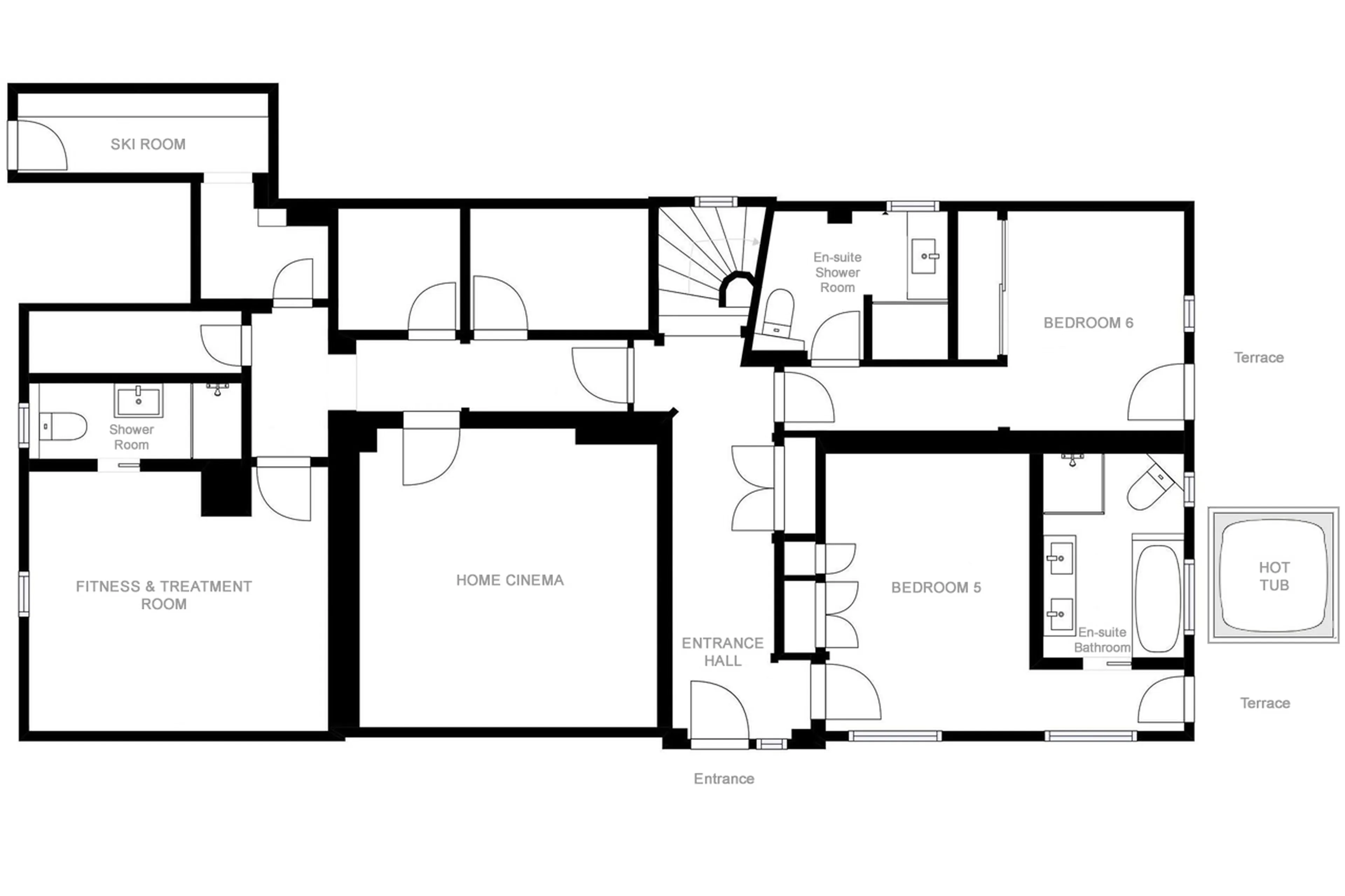 Level 0 floor plan of Chalet Lamartine in Megeve