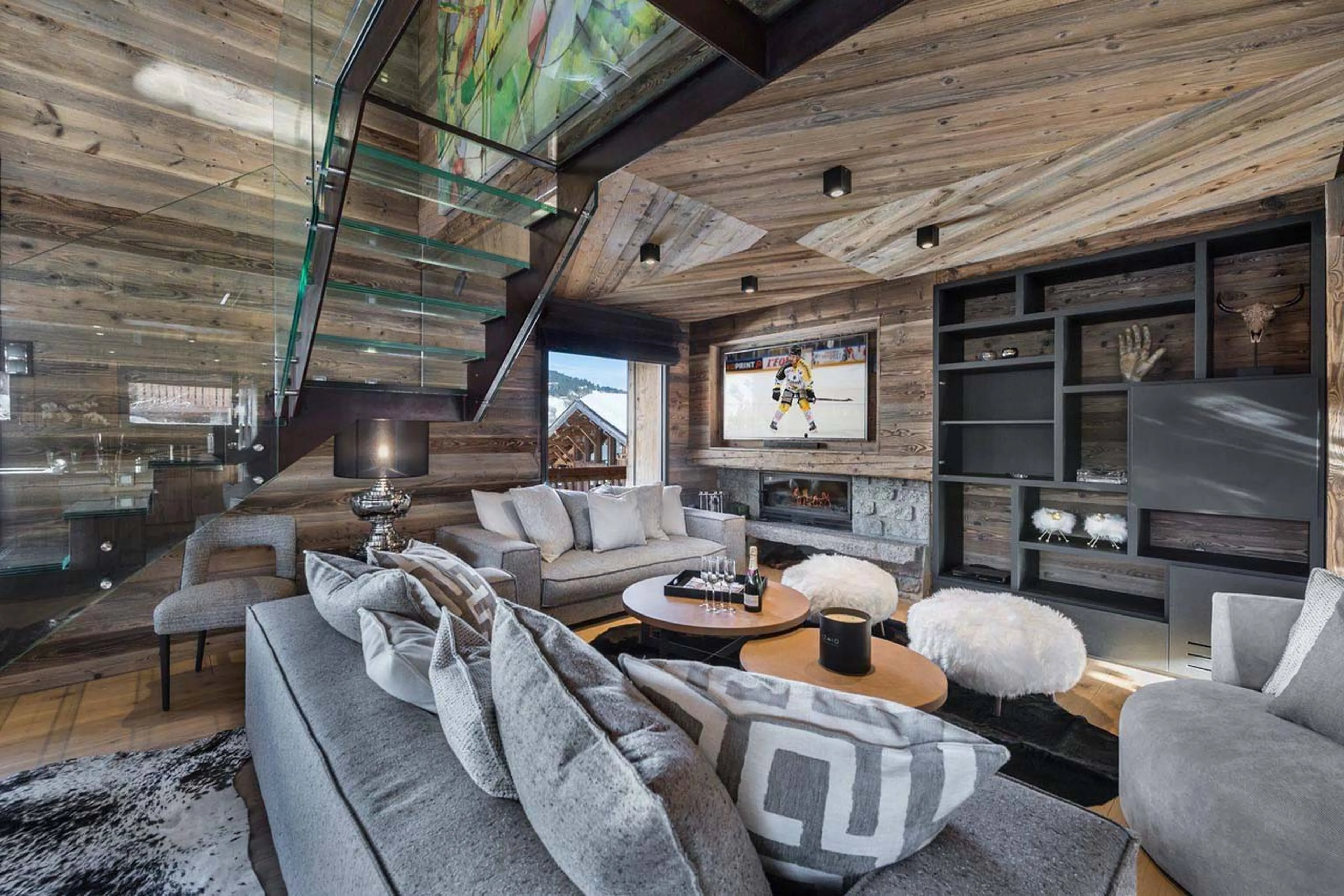 Living area on first floor at Chalet Lamartine in Megeve