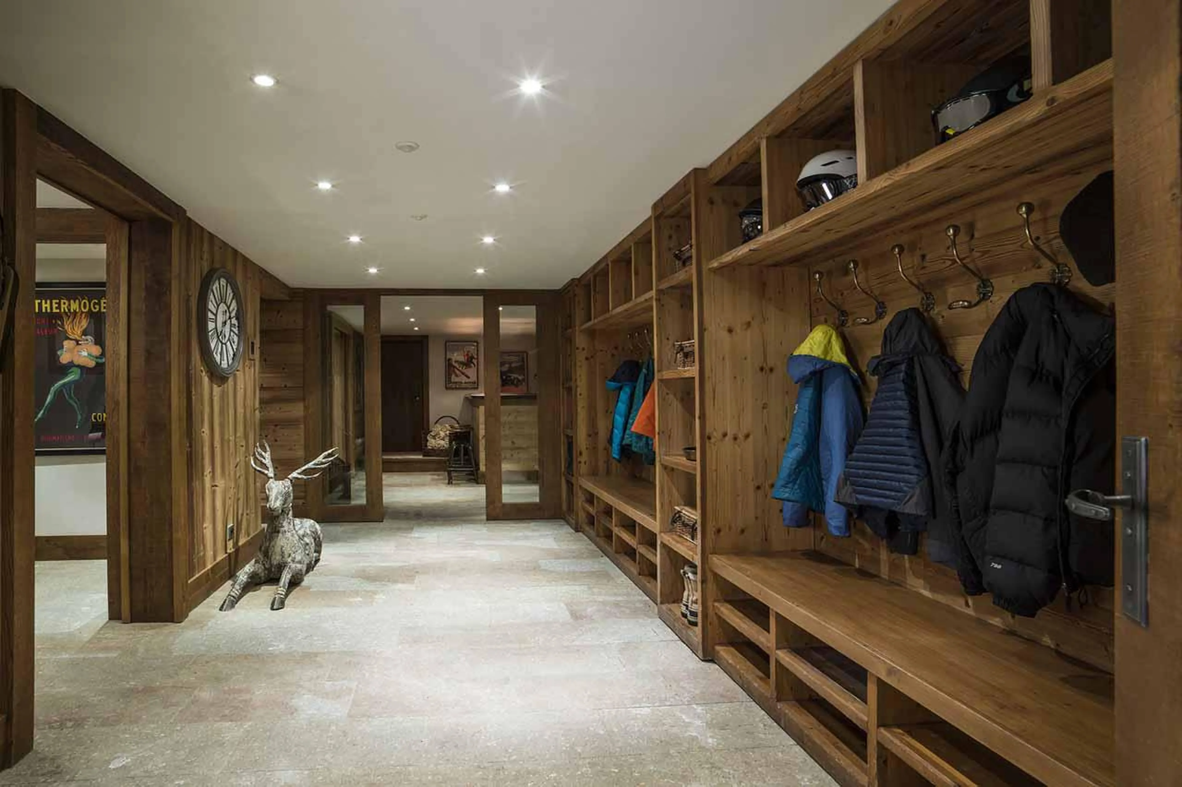 Large ski and boot room with ample storage space at Chalet Lapin Blanc in Meribel